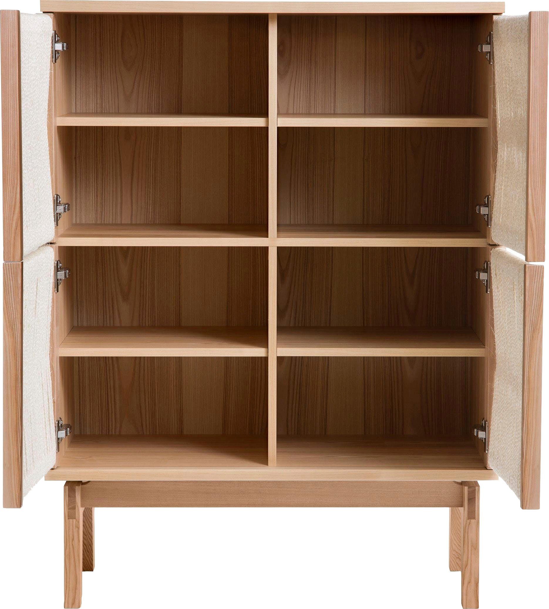 Woodman Highboard Lidia Opbergkast, deurfronten van gevlochten hennepkoord, breedte 90 cm