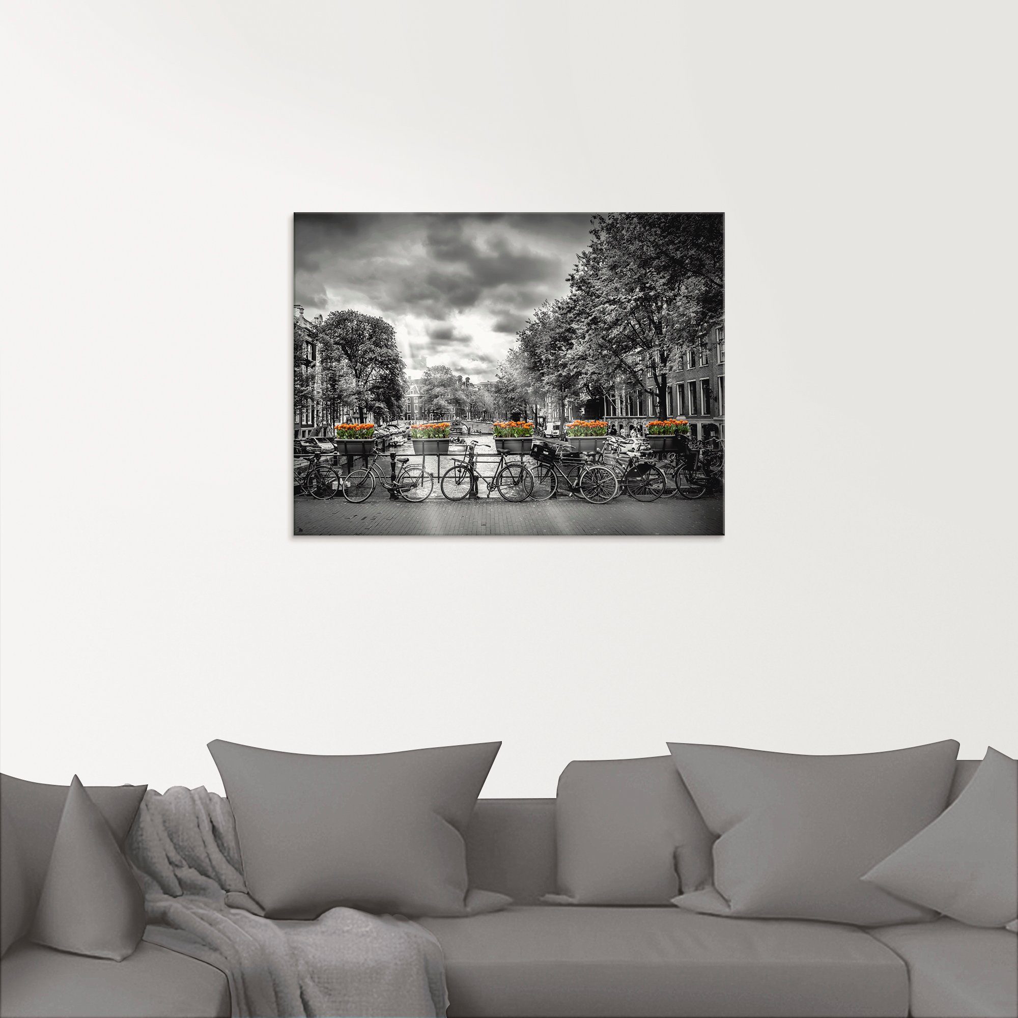 Artland Print op glas Amsterdam Herengracht zonnestralen II