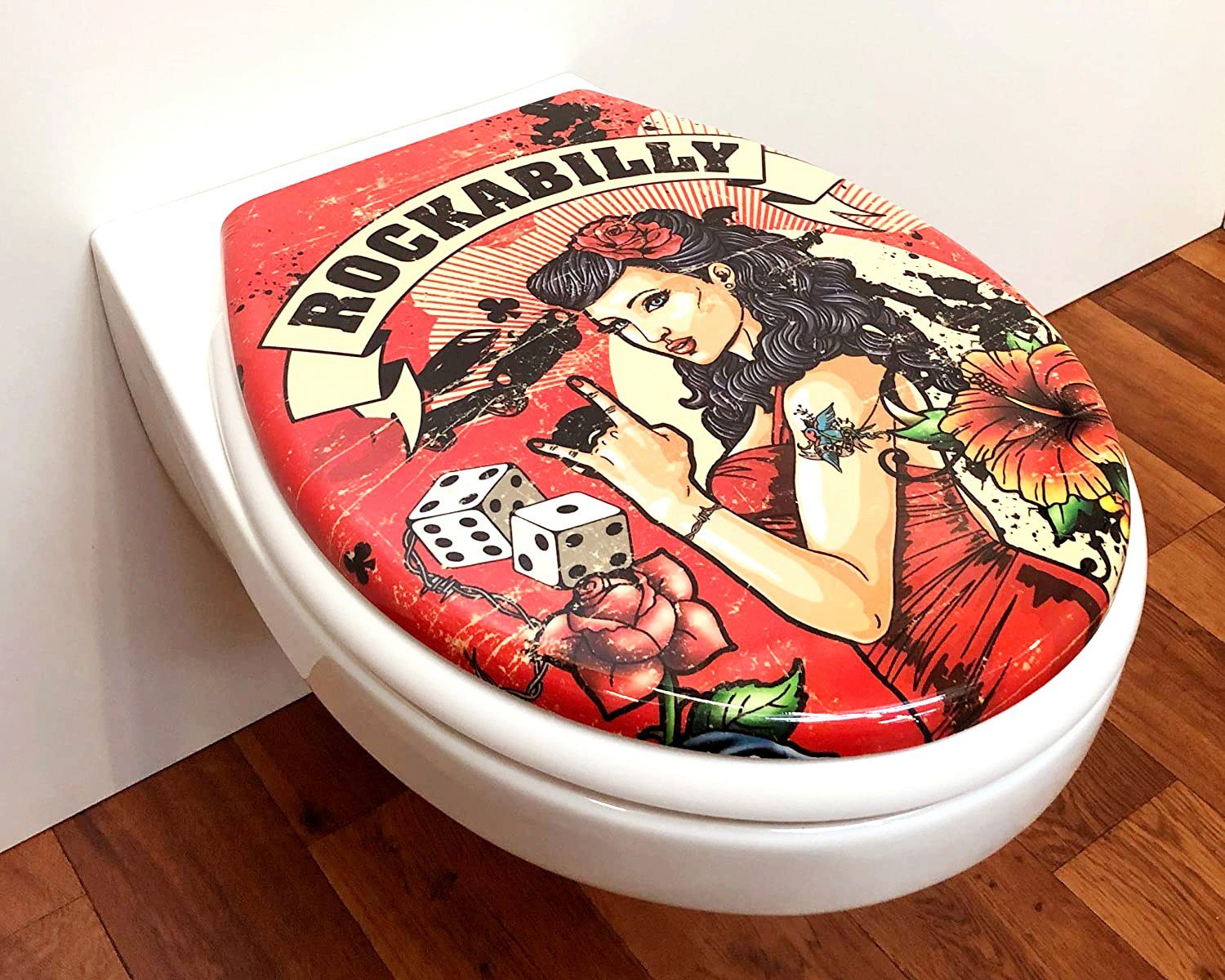 ADOB Toiletzitting Rockabilly Soft-closemechanisme, voor het schoonmaken afneembaar