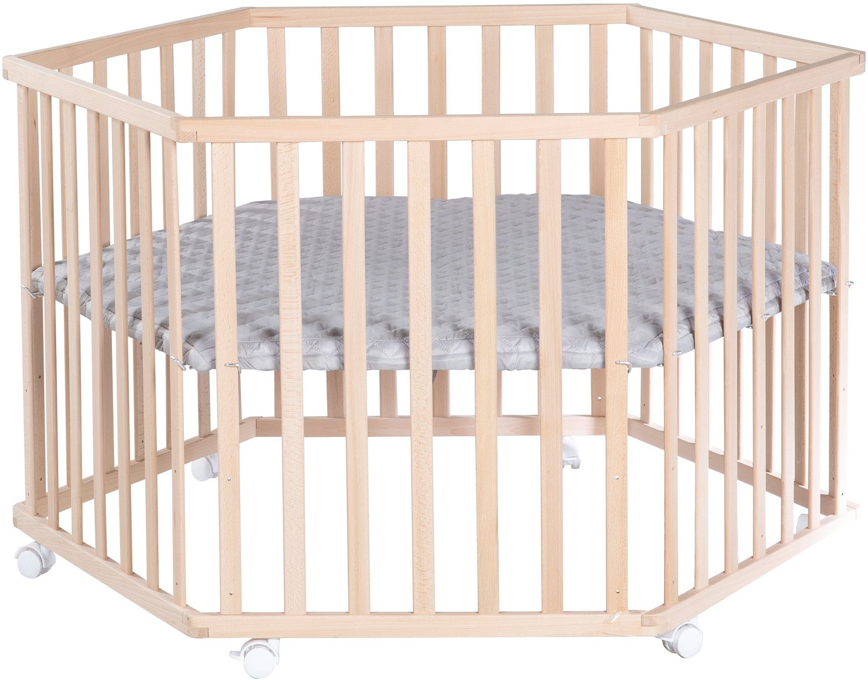 Roba® Box Stijl, beuken, 6-hoekig met beschermend inzetstuk en hoofdbeschermer