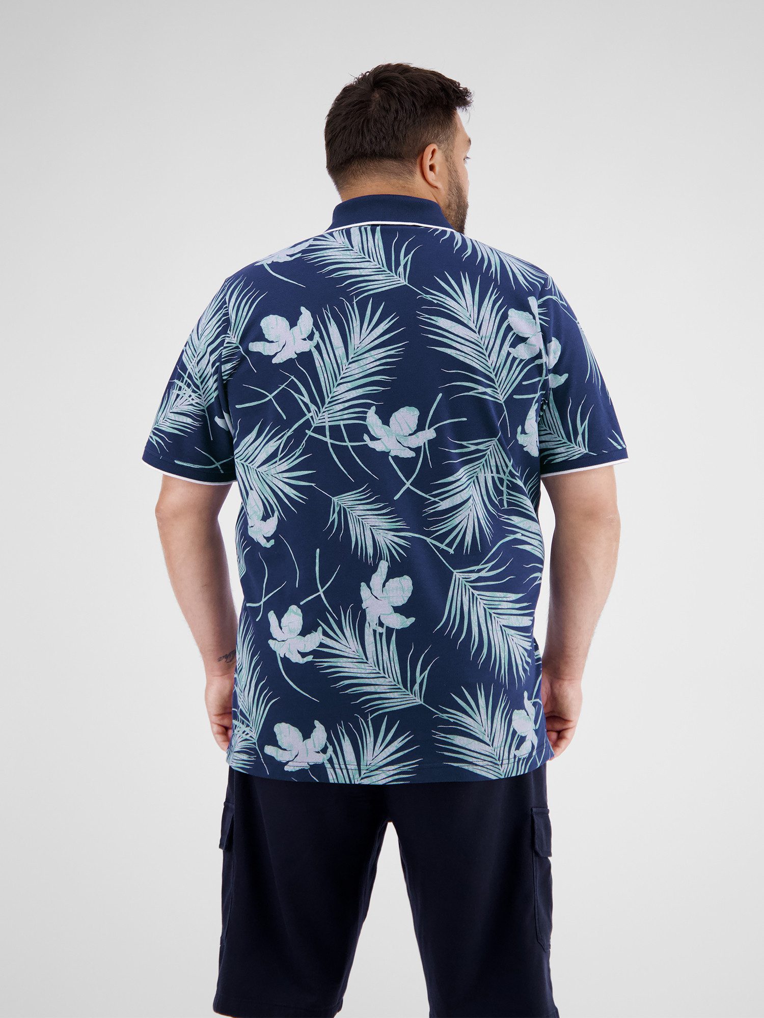 Lerros Poloshirt LERROS heren poloshirt, bloemig gedessineerd in grote maten