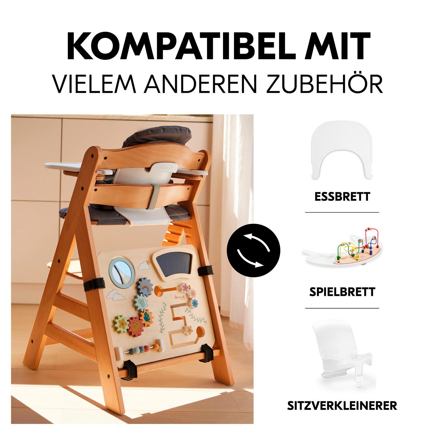 Hauck Motoriekbord Highchair Play Board FSC® - beschermt bossen wereldwijd, voor hoge stoelen Alpha+, Beta+, Arketa