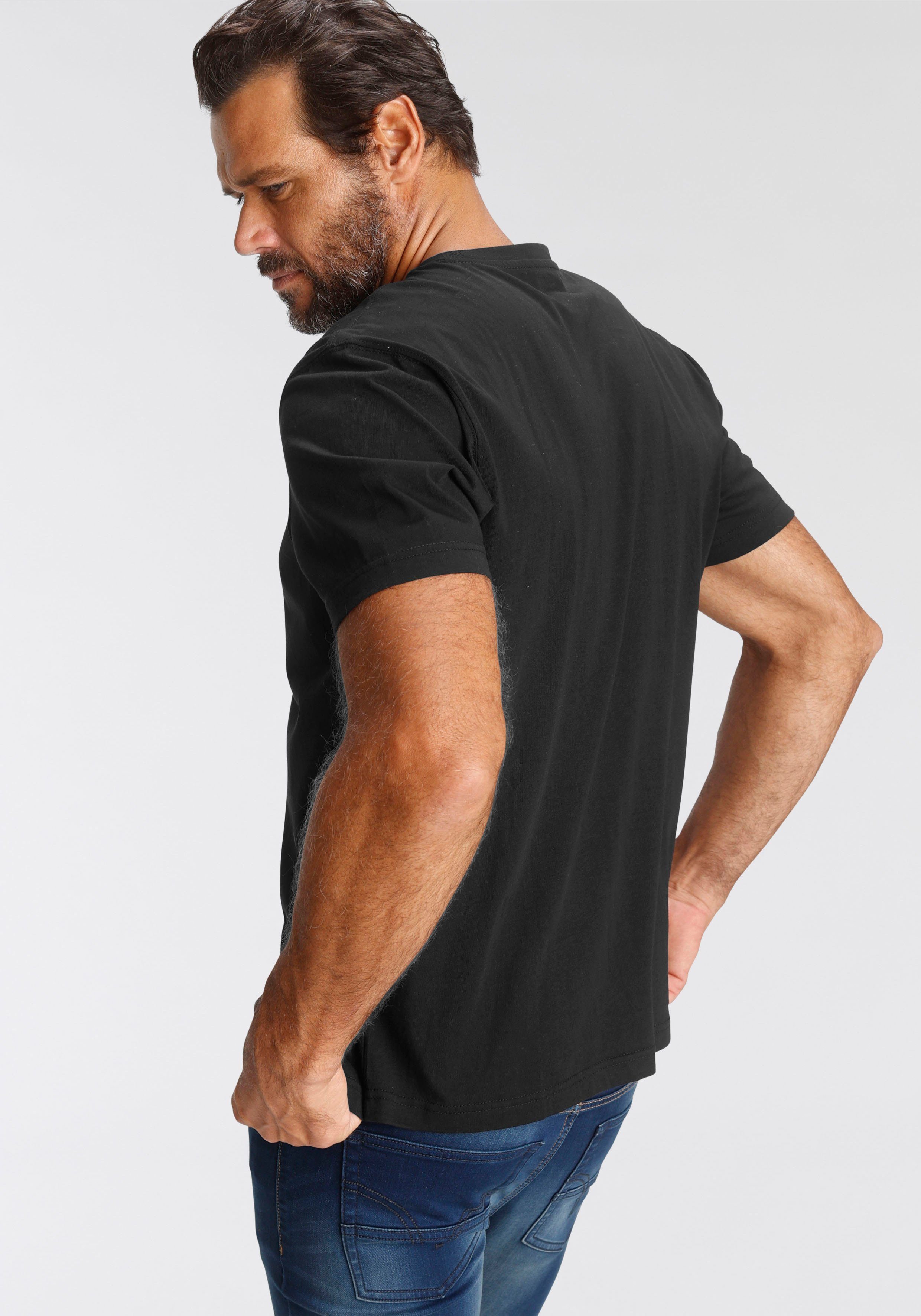 Man's World Shirt met ronde hals Korte mouwen, regular fit, effen, ronde hals, van katoen (5-delig, Set van 5)