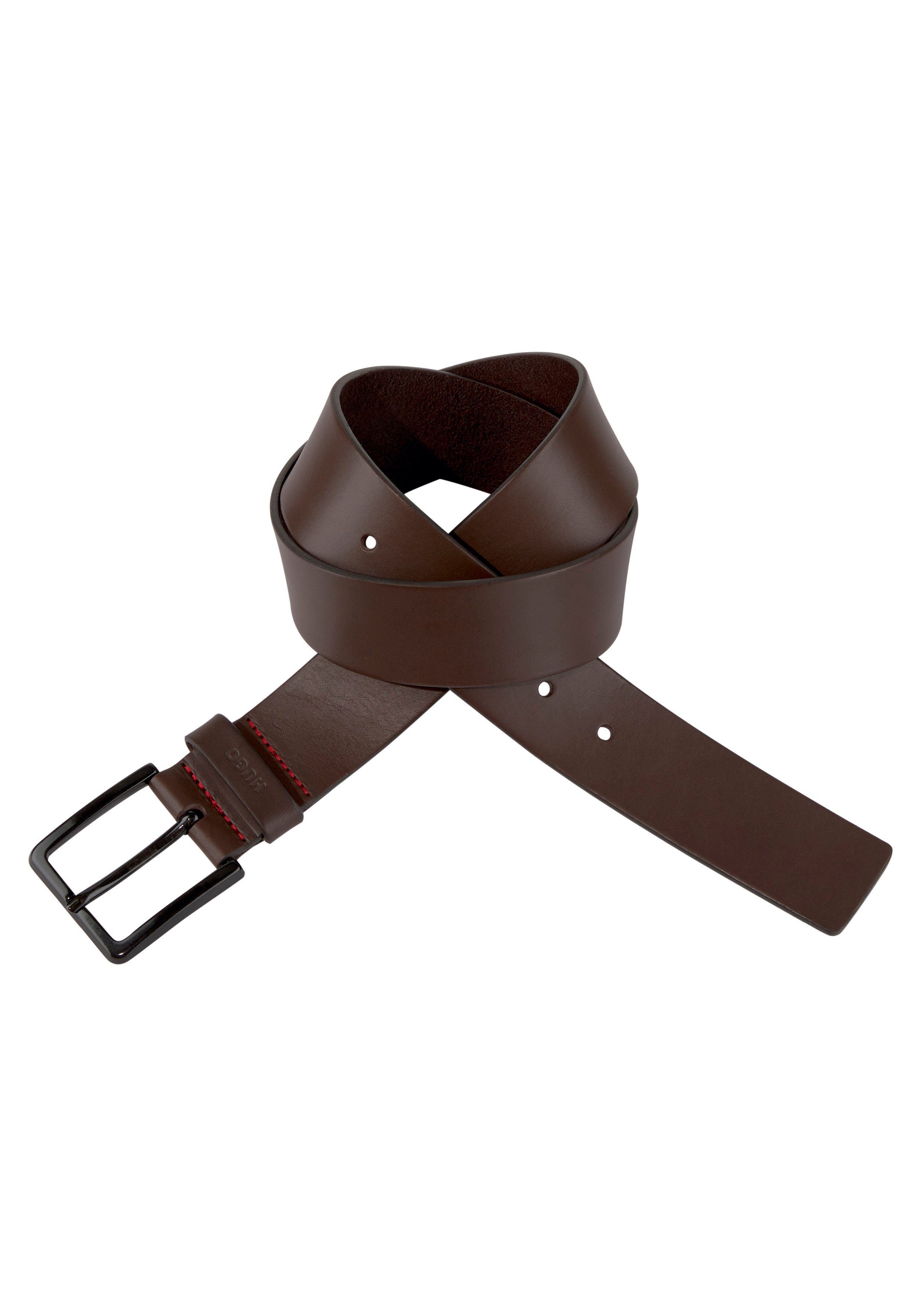 HUGO Leren riem Gionio van italiaans leer met logo-embossing op de lus