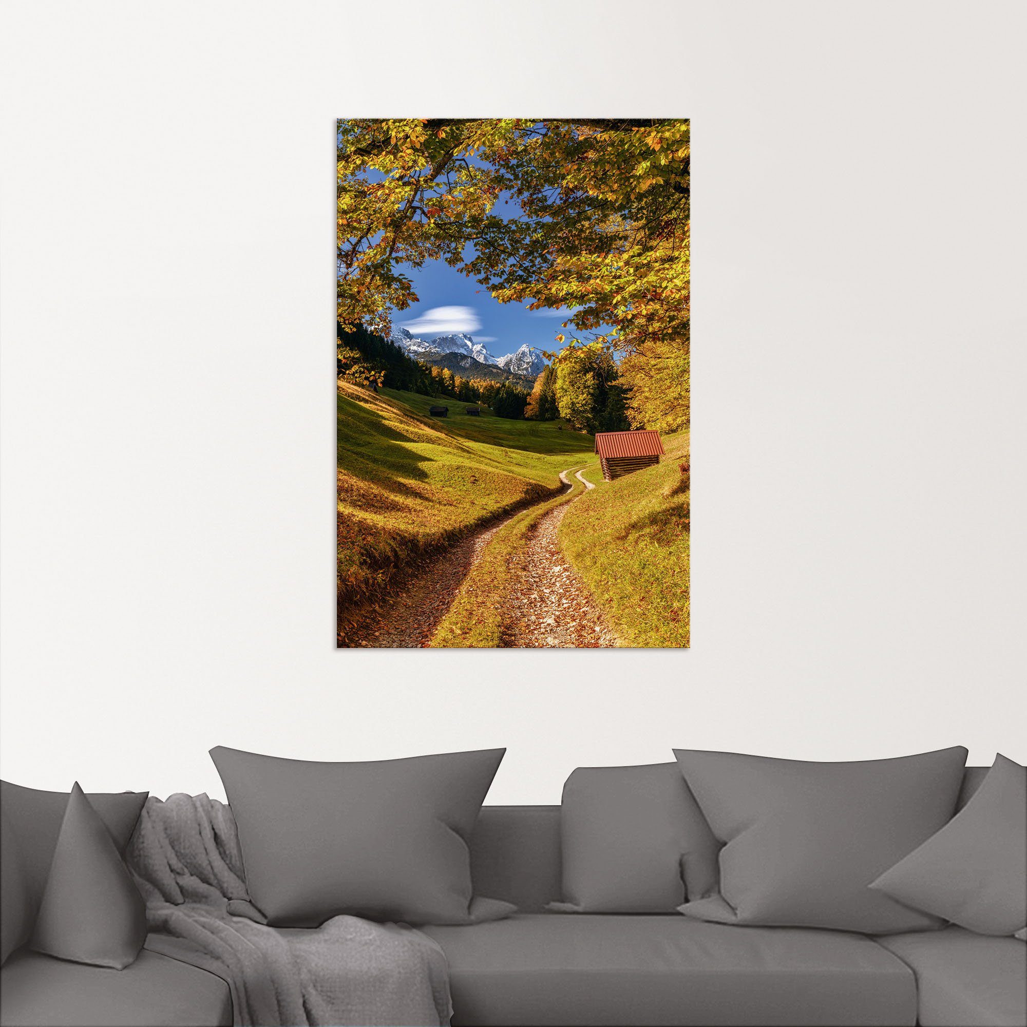 Artland Artprint Goudkleurige herfstOpper-Beieren als artprint van aluminium, artprint op linnen, muursticker of poster in verschillende maten