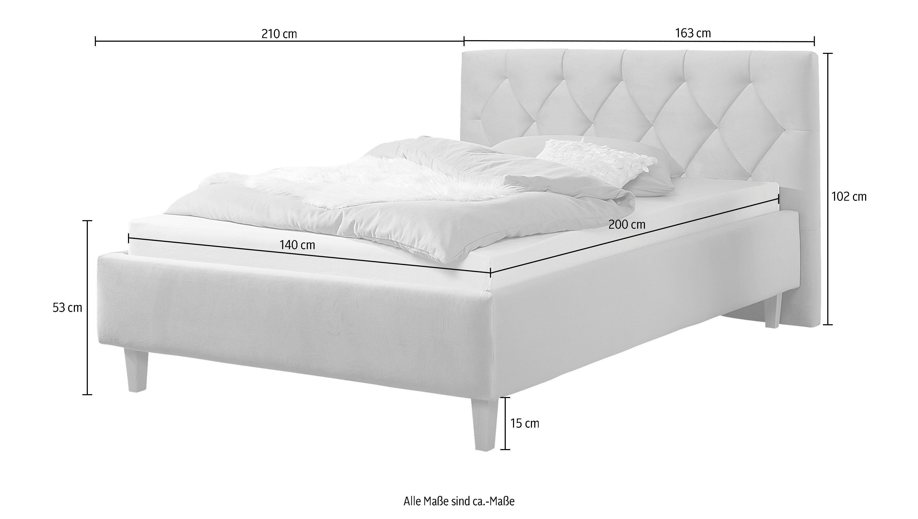 Guido Maria Kretschmer Home&Living Gestoffeerd bed Sunley 100 Kruisstiksel, hoofdbordhoogte 102 cm, zonder of met matras/lattenbodem
