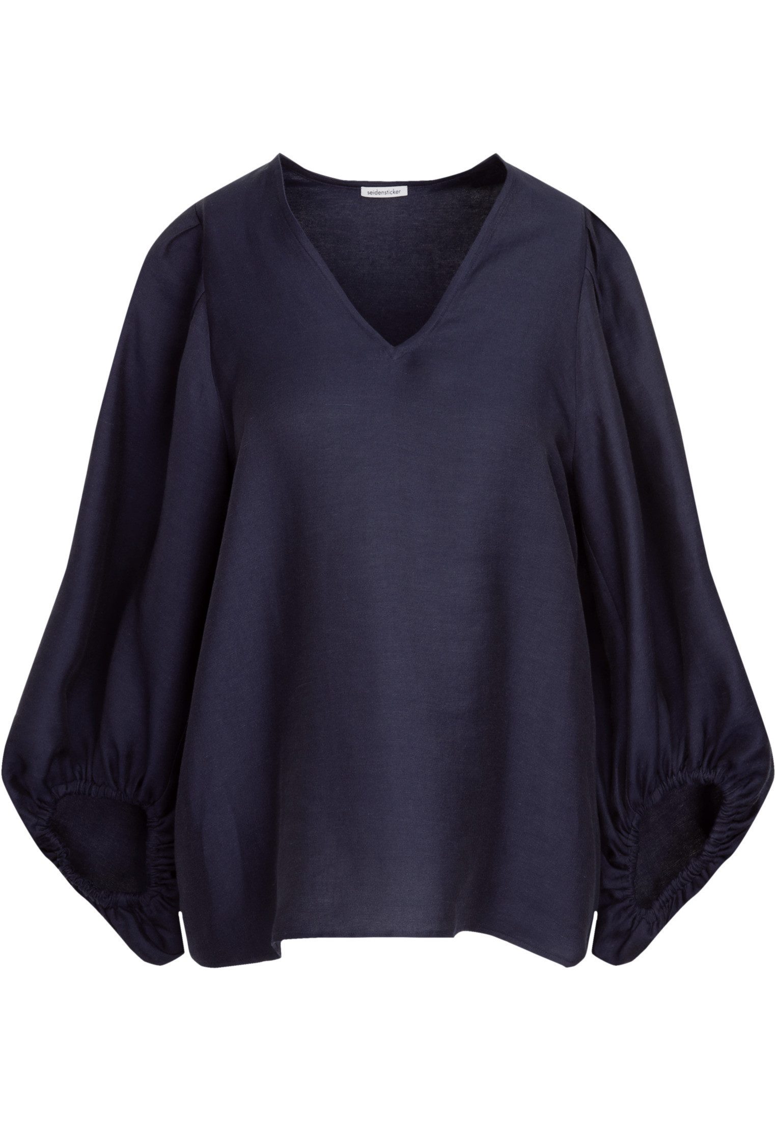 seidensticker Shirtblouse Zwarte roos 3/4-mouwen v-hals uni