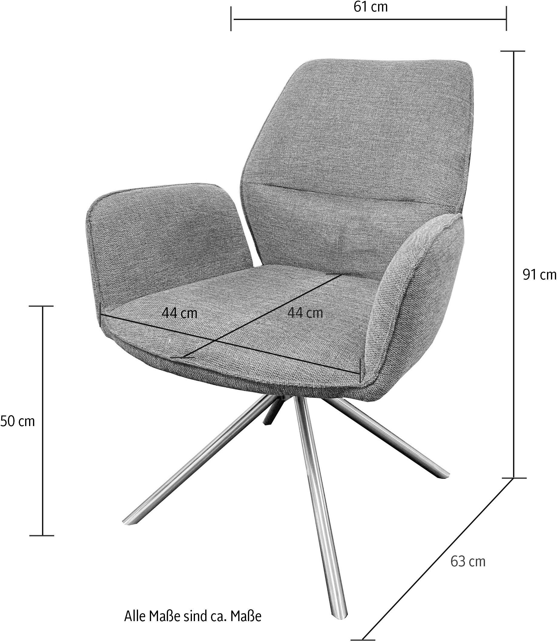 MCA furniture Eetkamerstoel Greyton (2-set), draaibaar 180°, belastbaarheid 120 kg, zithoogte ca. 50 cm