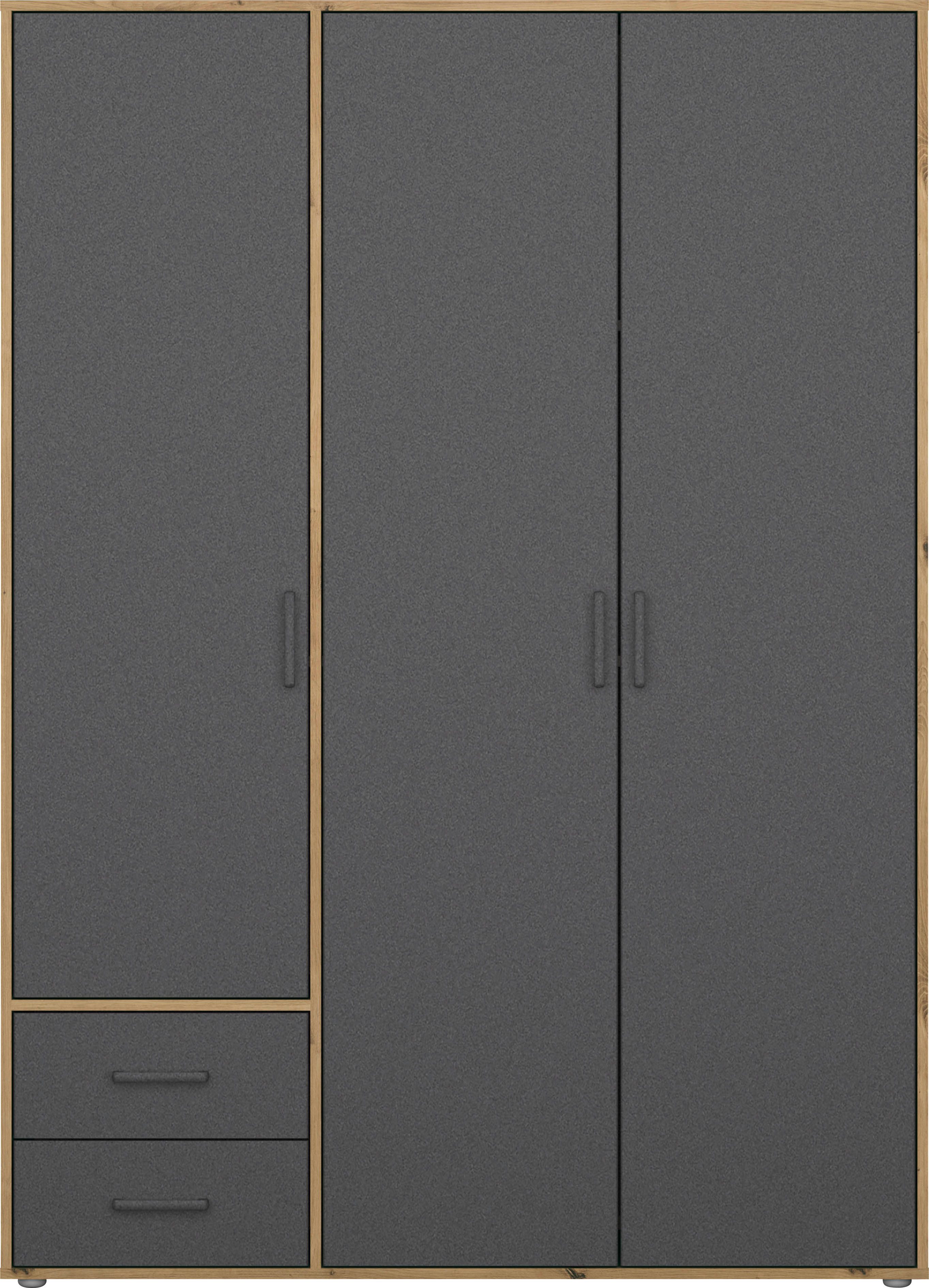 rauch Draaideurkast Kledingkast kast garderobe linnenkast VOYAGER moderne grepen in grijs metallic met buitenlades made in germany
