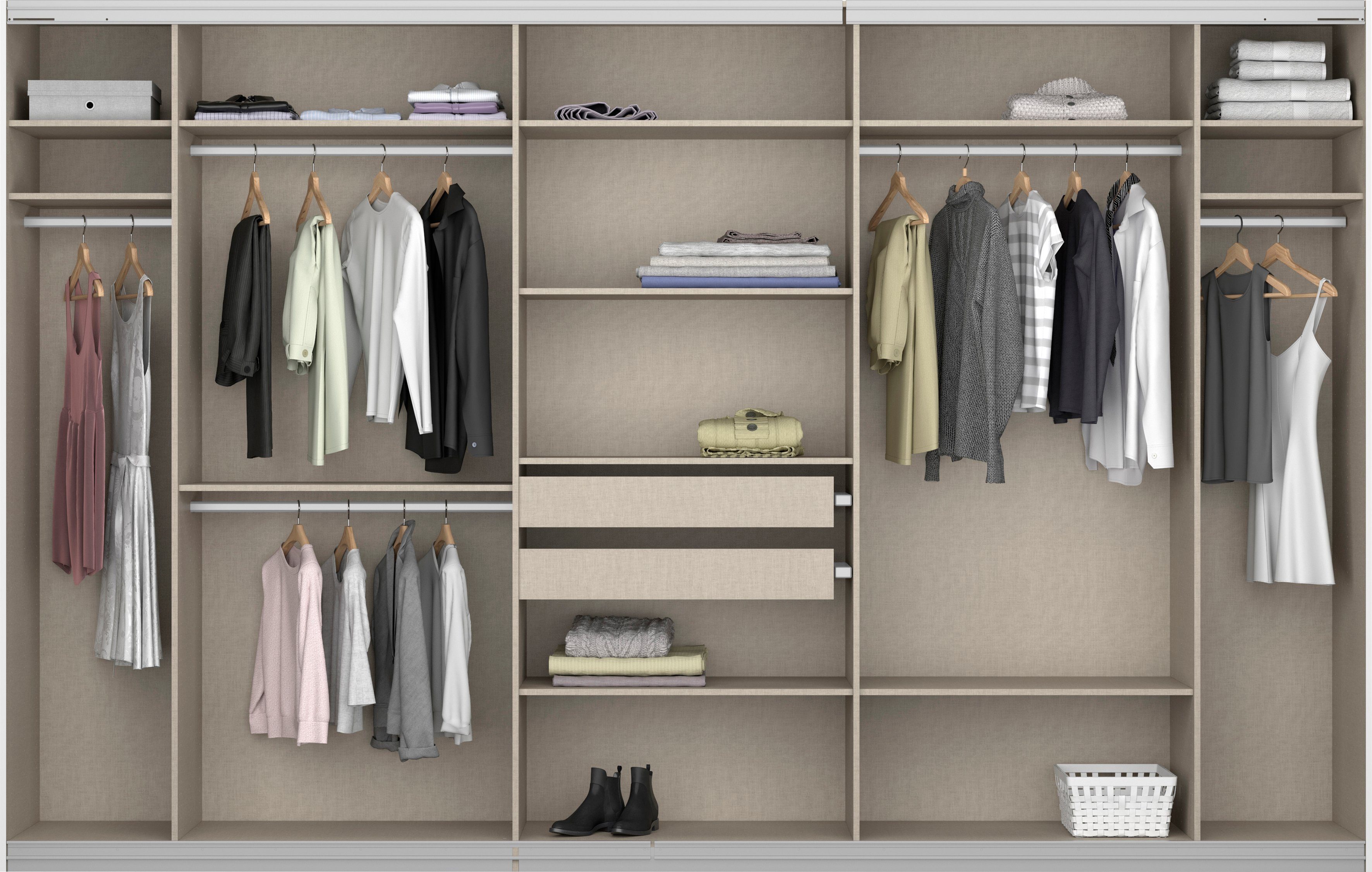 rauch Zweefdeurkast Kledingkast kast garderobe BESTSELLER KOLUNA met spiegel inclusief 2 binnenladen en extra legplanken made in germany
