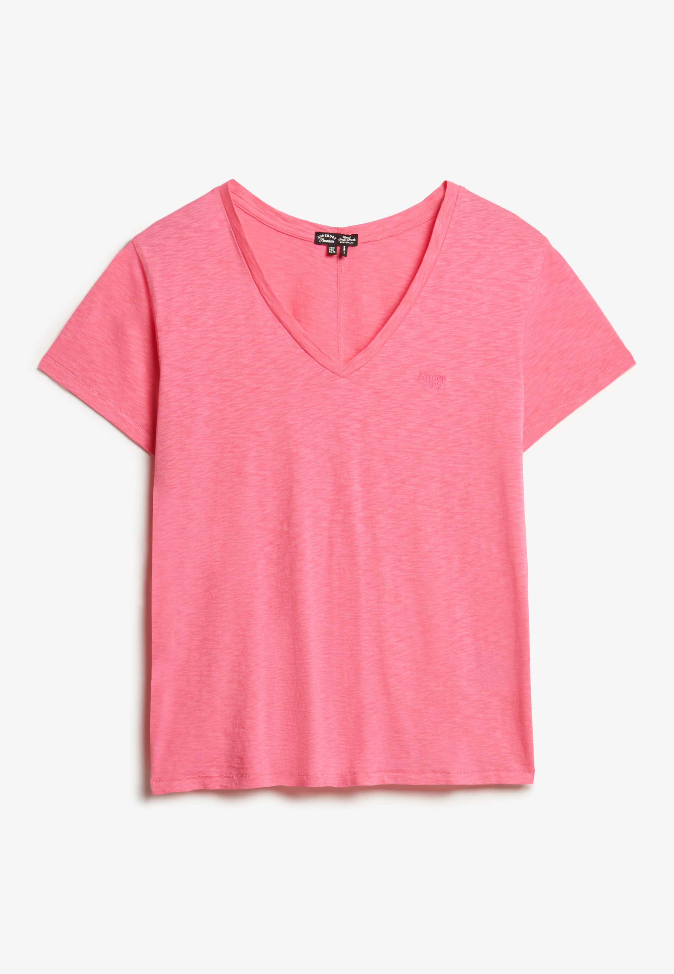 Superdry Shirt met V-hals STUDIOS SLUB EMB VEE TEE gestructureerd t-shirt met v-hals en borduursel