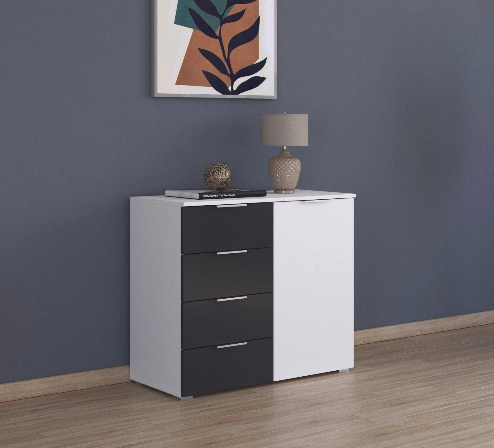 rauch Ladekast Monza kast sideboard waskast met 4 ruime lades in trendy kleurencombinaties