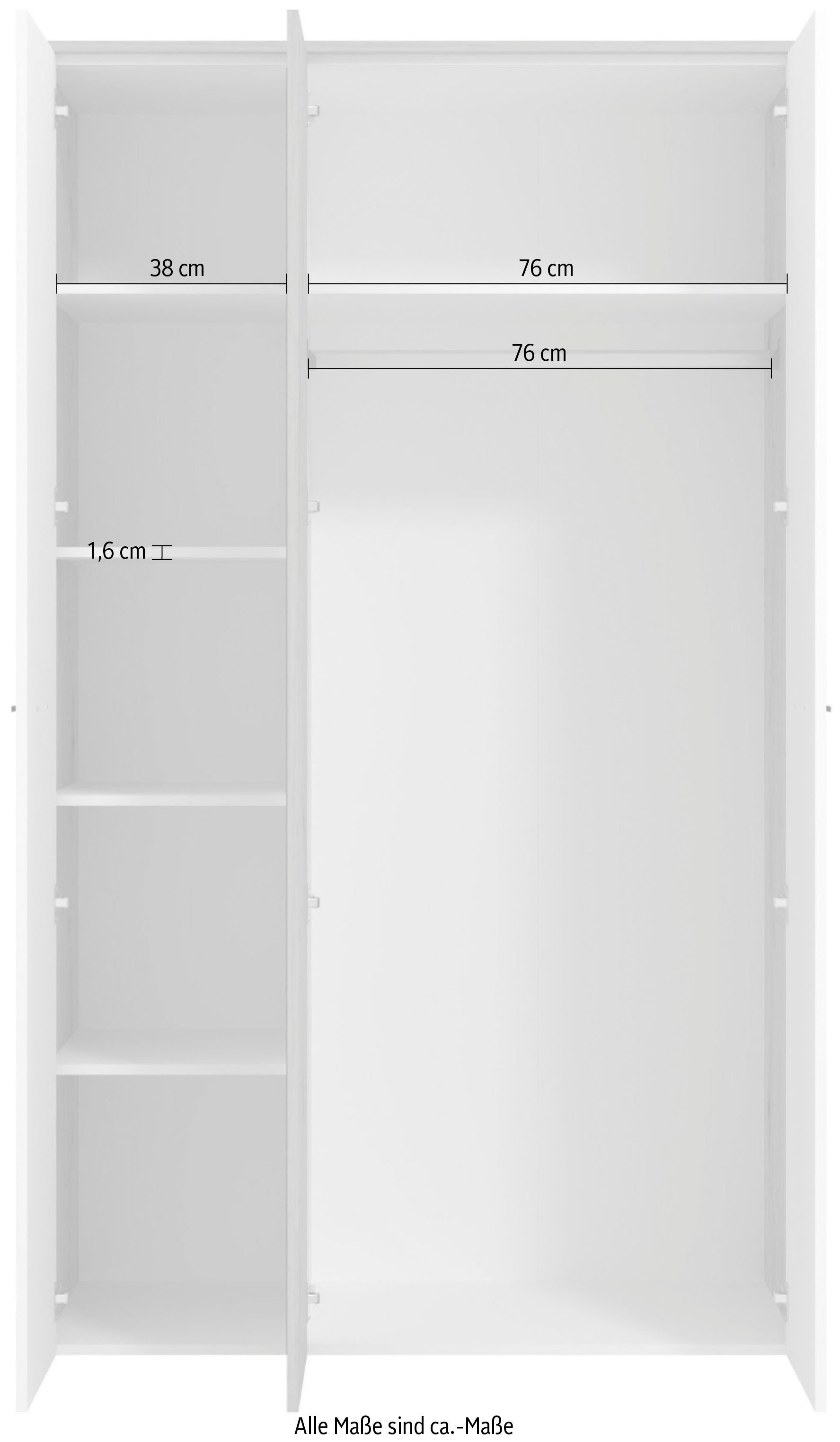 INOSIGN Kledingkast Varadero, 2 moderne kleurcombinaties met zwarte handgrepen met 1 spiegeldeur, in de breedtes 119 en 157 cm, fsc-gecertificeerd