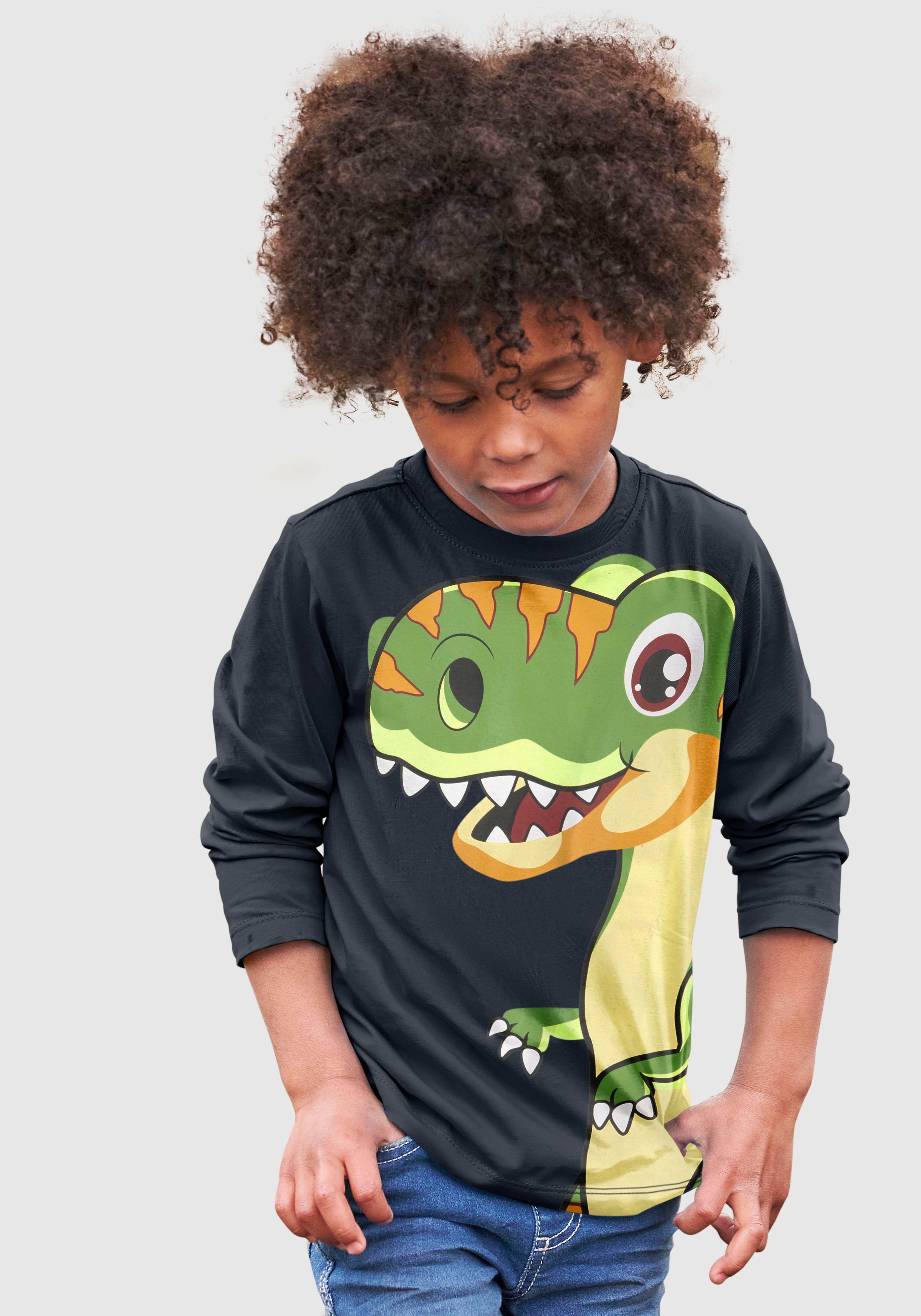 KIDSWORLD Shirt met lange mouwen CURIOUS DINO Lange mouwen, basic pasvorm, frisse print