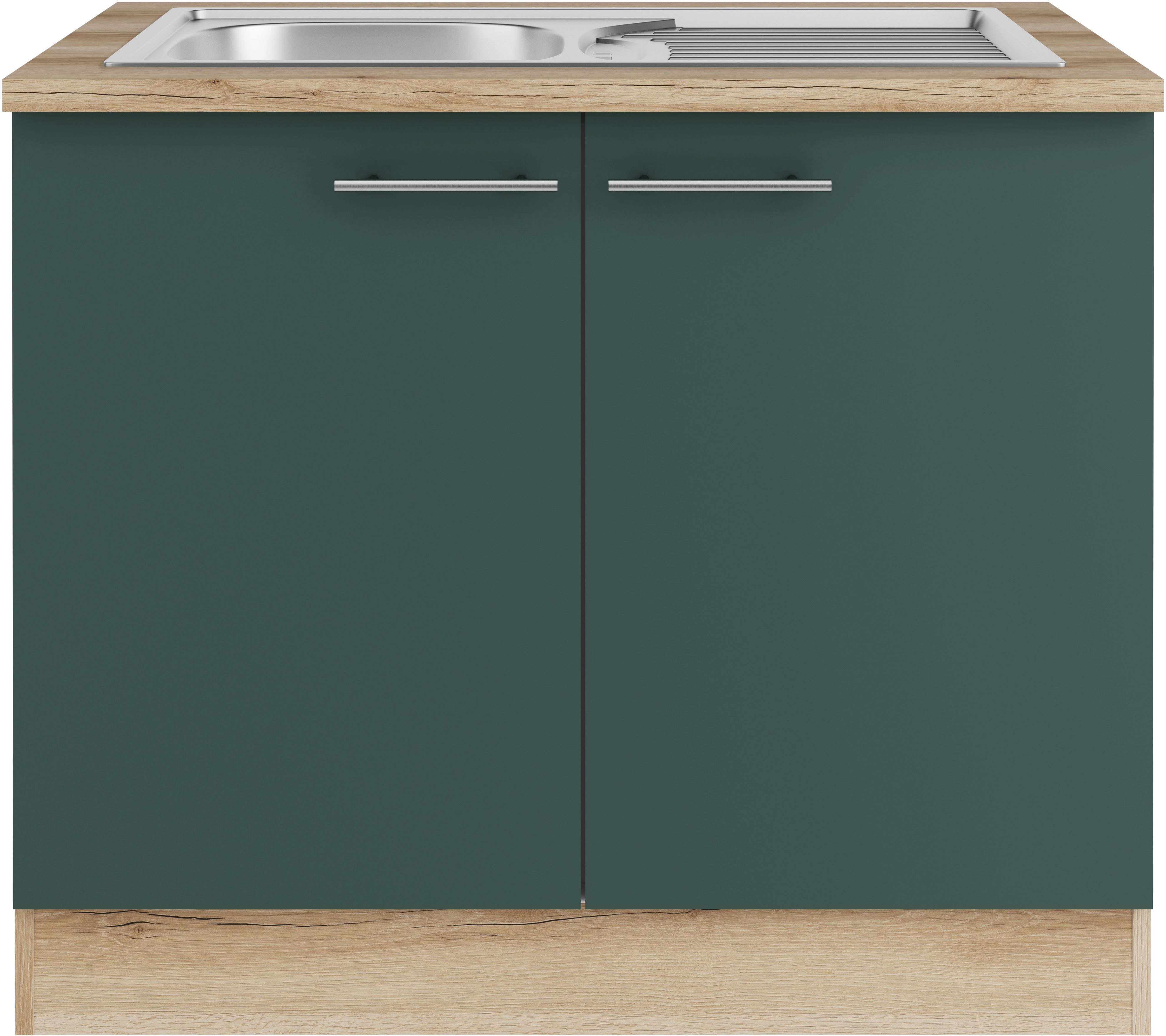 OPTIFIT Gootsteenkast Bella Breedte 100 cm, met roestvrijstalen inbouwspoelbak