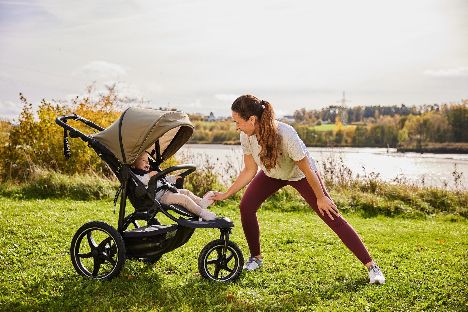 Hauck Kinderwagen met drie wielen Runner 3, Jungle Green met xxl-luchtwielen en handrem, tot 22 kg belastbaar