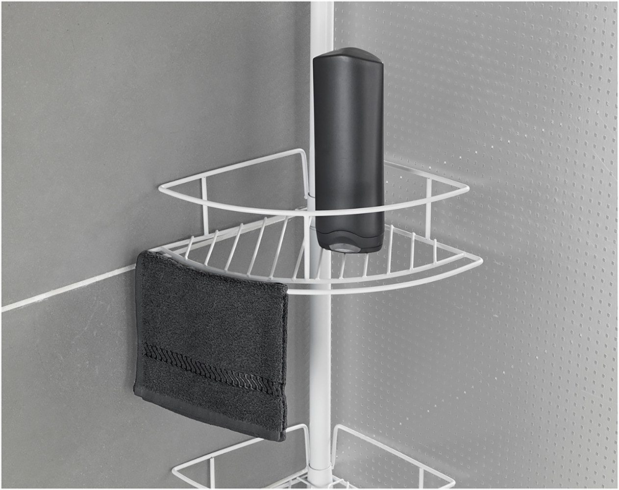 WENKO Telescooprek Modell Dolcedo met 4 planken voor douche en bad zonder boren, roestvrijstaal