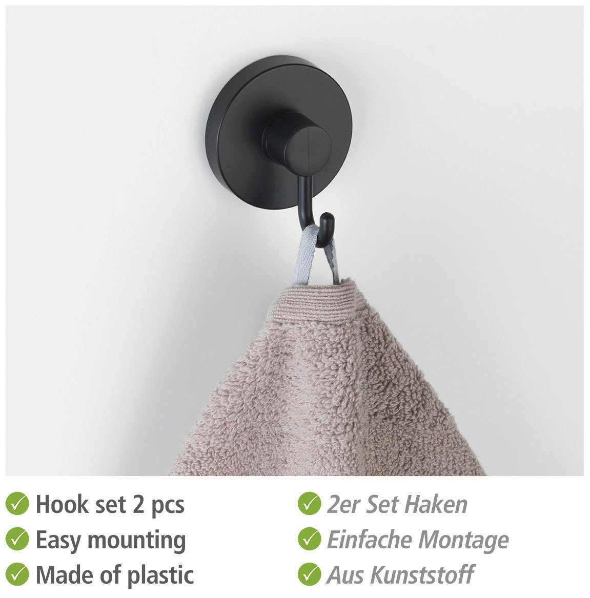 WENKO Wandhaak Vacuüm-Loc® Bevestigen zonder boren (2 stuks)