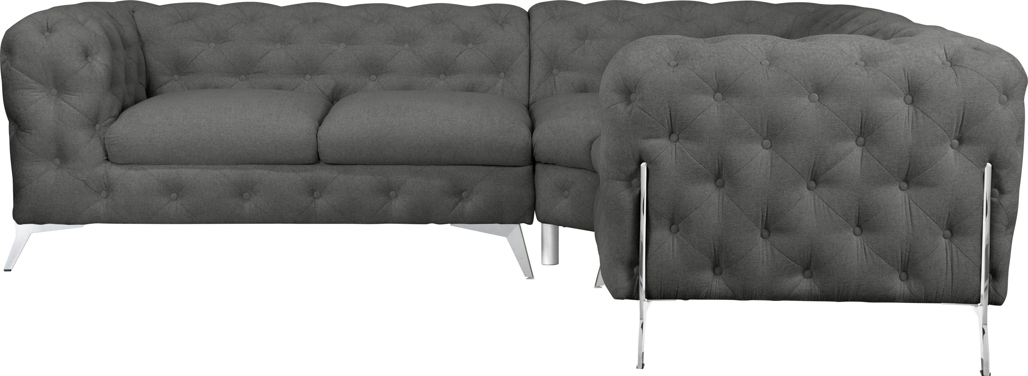Leonique Chesterfield-bank Amaury L-vorm Chesterfield-look, bxd elk 262 cm, kleur van de poten ter keuze