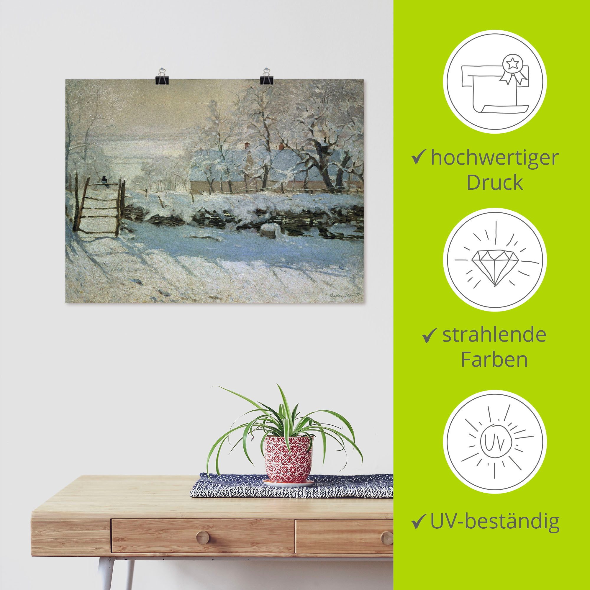 Artland Artprint De ekster. 1868x69 als artprint op linnen, poster in verschillende formaten maten