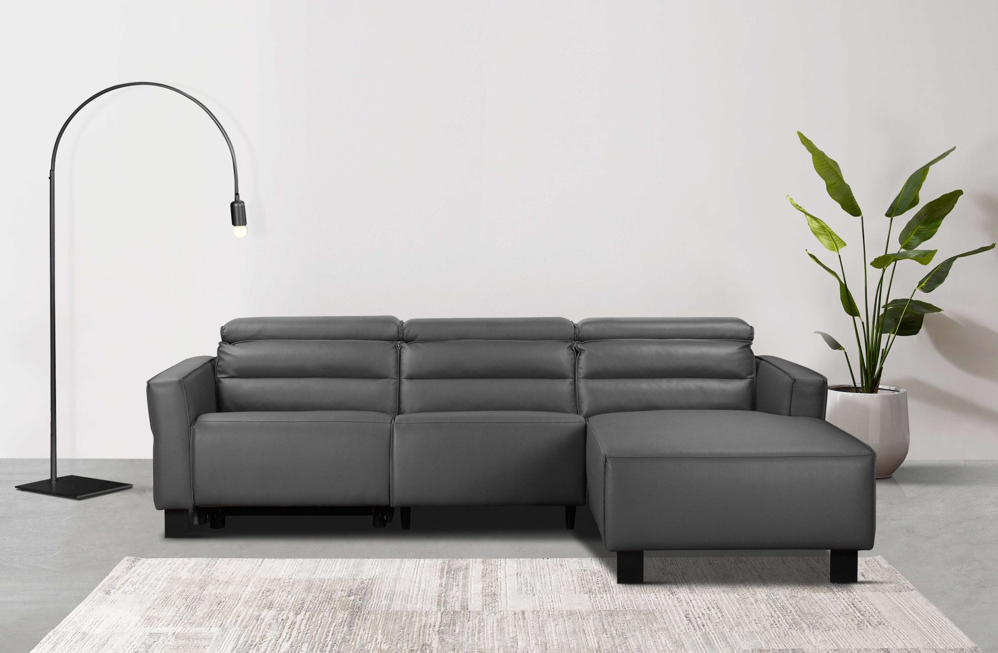 Places of Style Hoekbank Carpari, L-vorm, 263 cm, handmatige of elektrische relaxfunctie