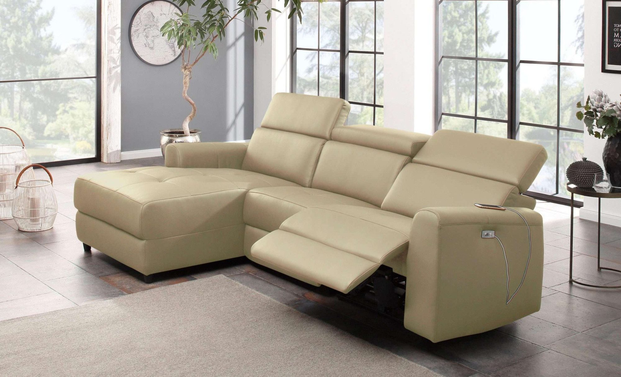 Home affaire Hoekbank Sentrano, L-vorm, 275 cm, man. of electr. relaxfunctie en usb/kopverstelling