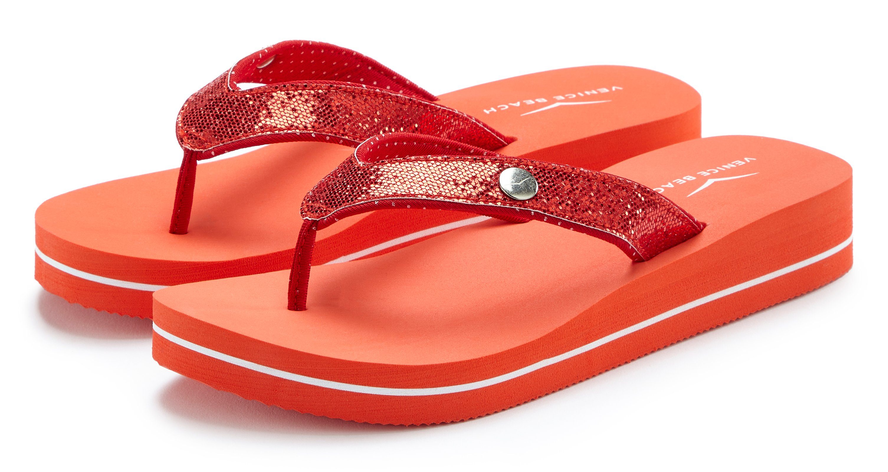 Venice Beach Badslippers Sandaal, pantoletten, badschoenen ultralicht met glitterband VEGAN