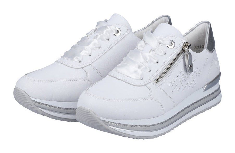 Remonte Plateausneakers met tweekleurige zool, vrijetijdsschoen, lage schoen, veterschoen