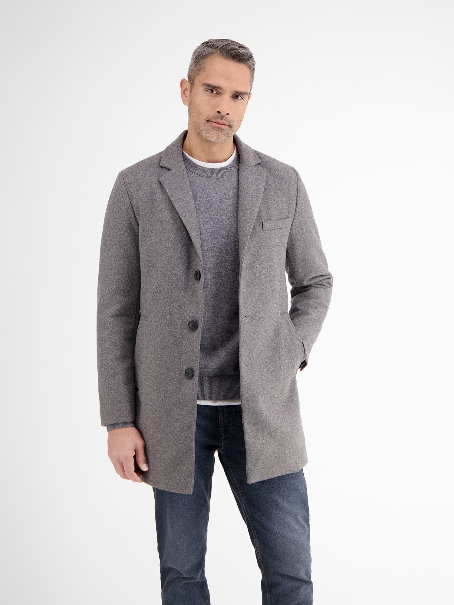 Lerros Lang jack LERROS elegante jas met reverskraag en wolpercentage