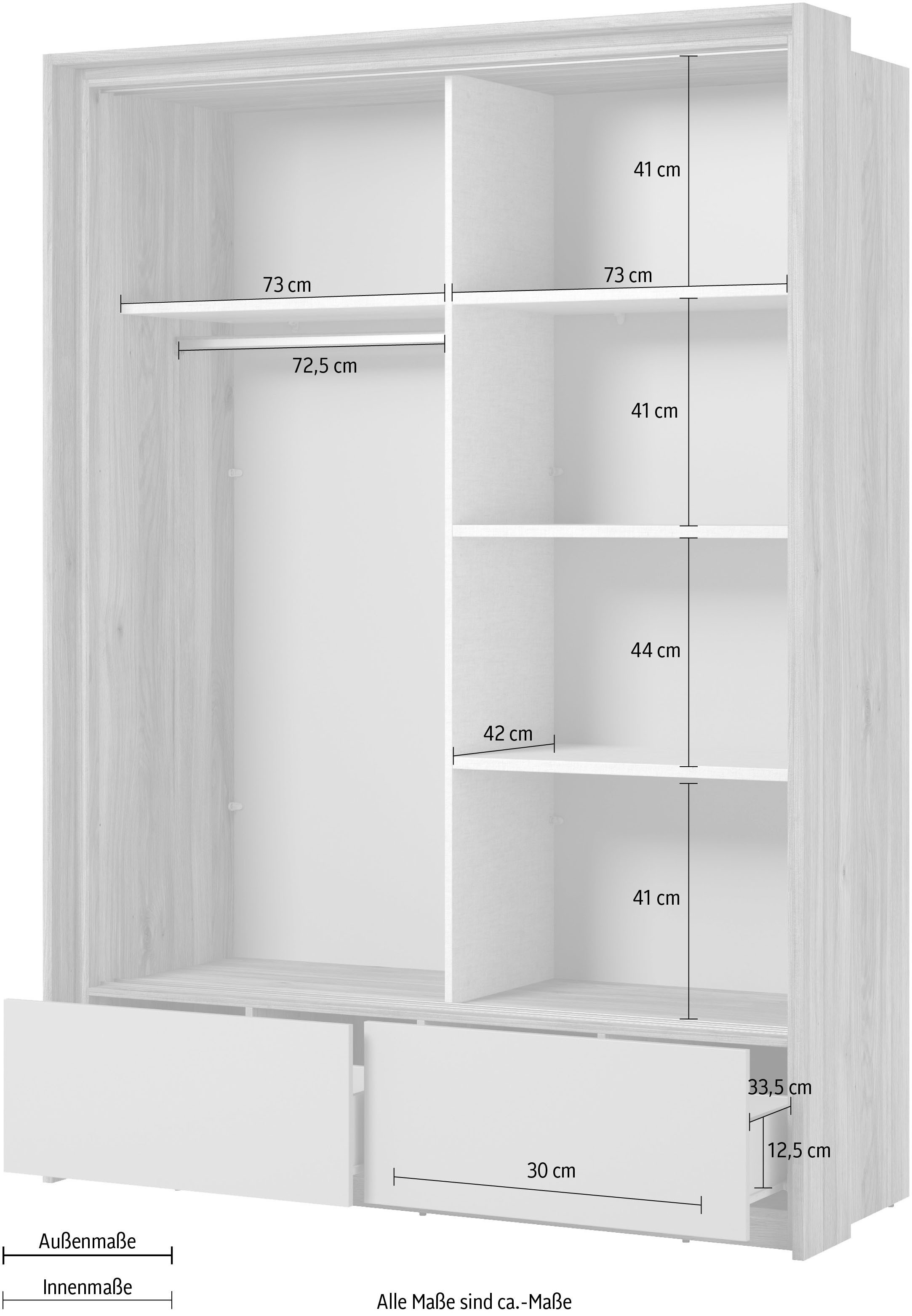INOSIGN Schuifdeurkast Wharton, Breedte 159 of 209 cm, Kledingkast incl. Binneninrichting