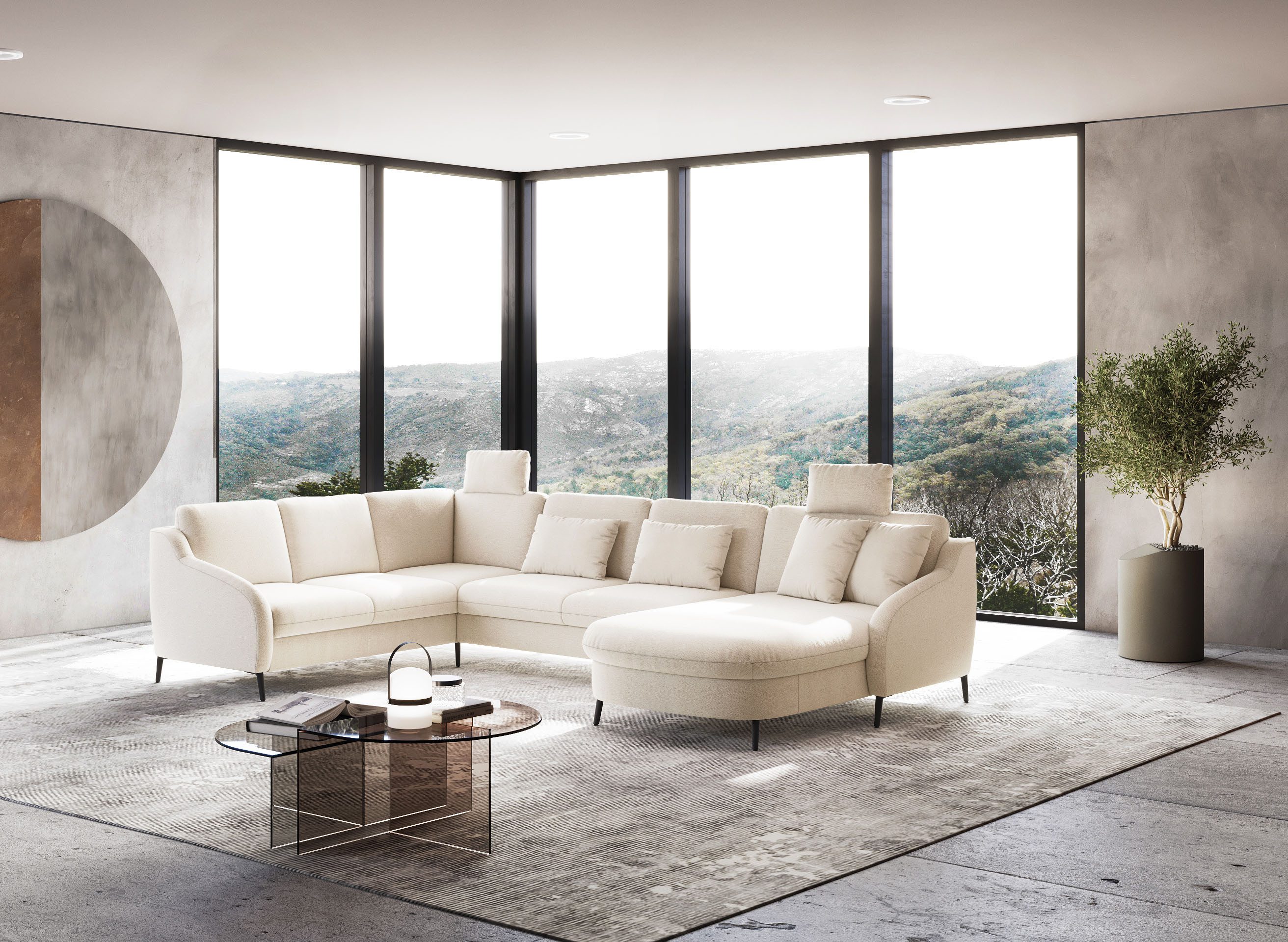 sit&more Zithoek Soul U-model optioneel met bedfunctie en bedlade of lade