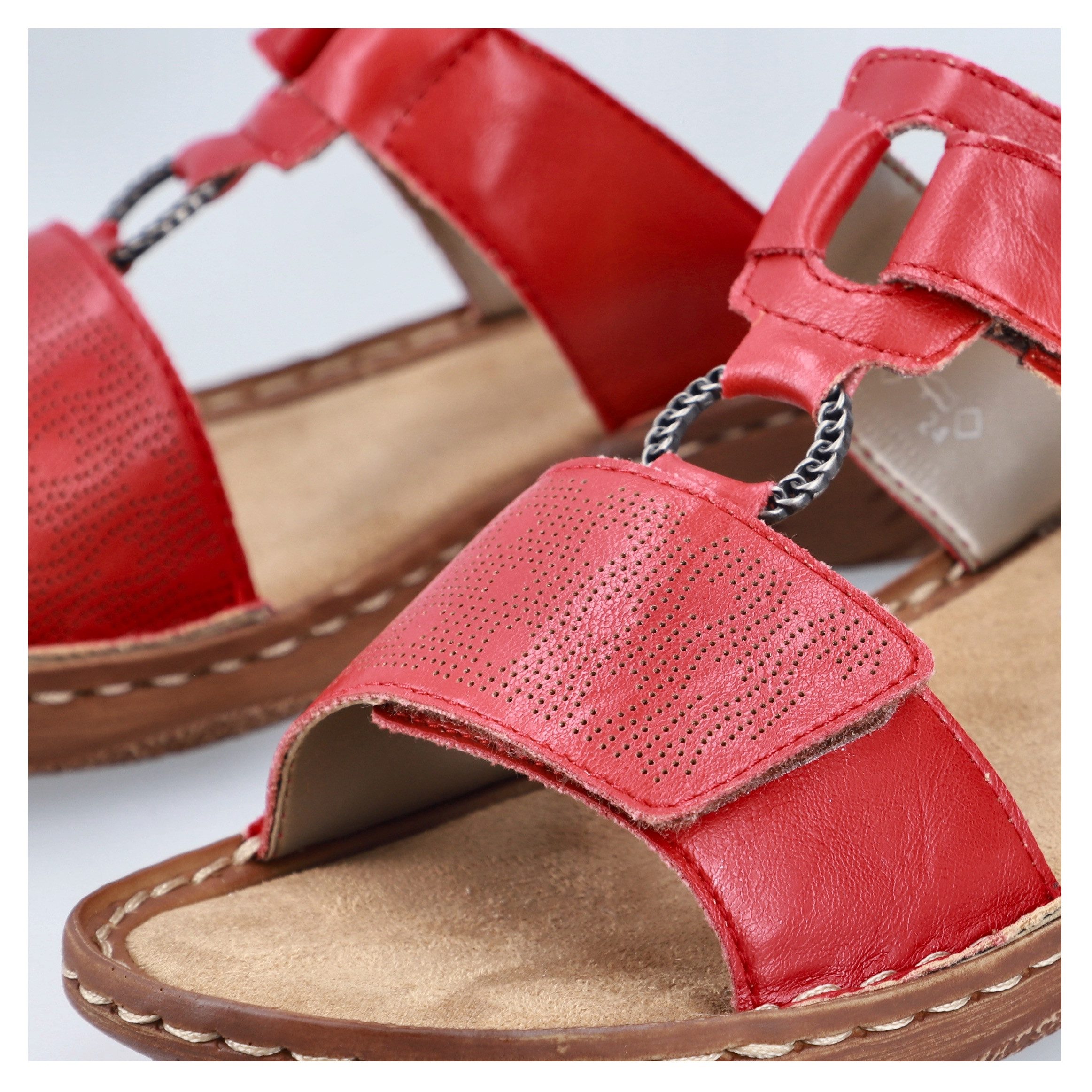 Rieker Slippers Zomerschoen, slippers, vakantieschoen, klittenbandschoen met perforatie