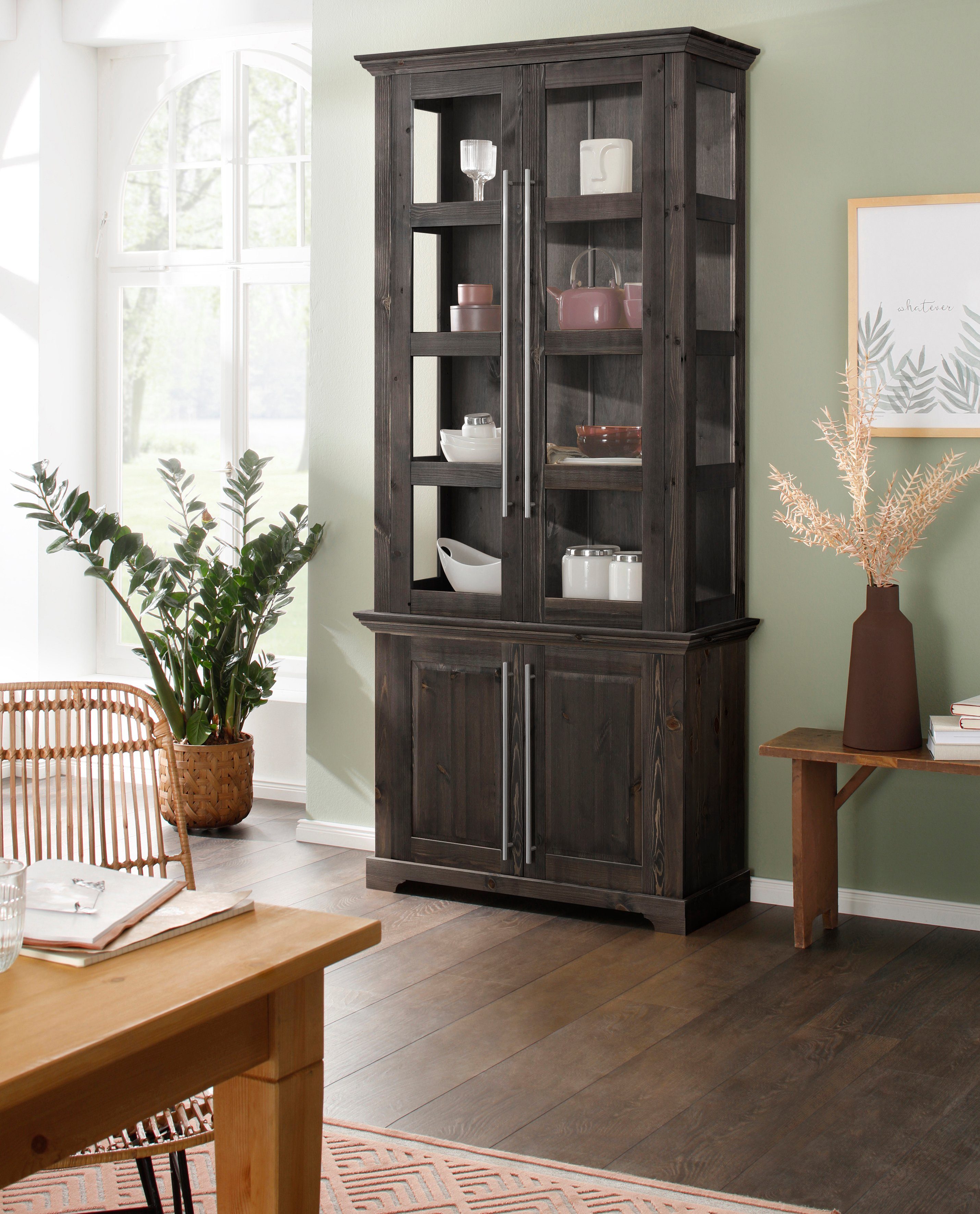Home affaire Vitrinekast Meliss van massieve dennen, fsc® breedte 94 cm