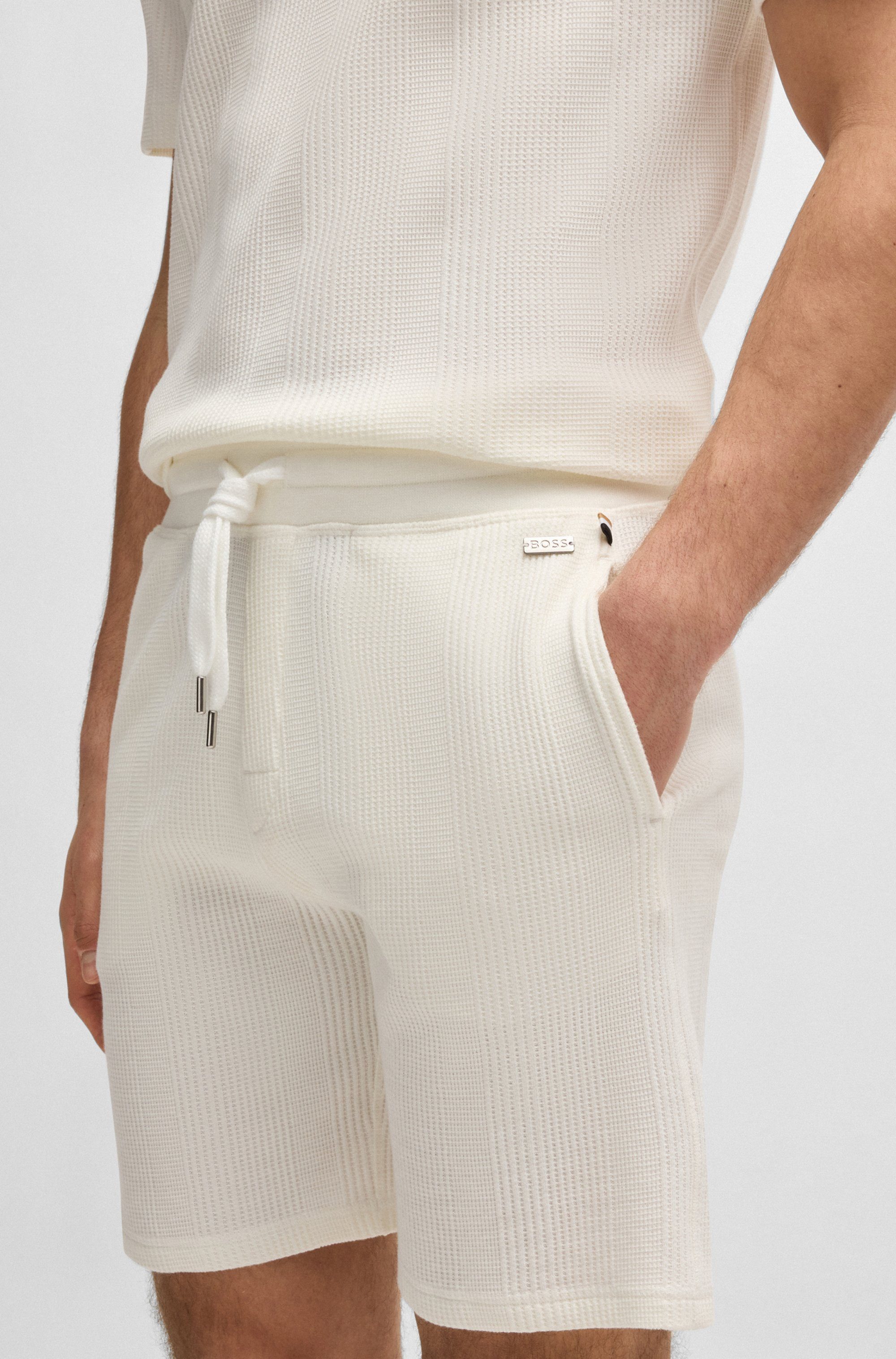 BOSS Sweatshort Structure Sho korte broek met brei-inzetten