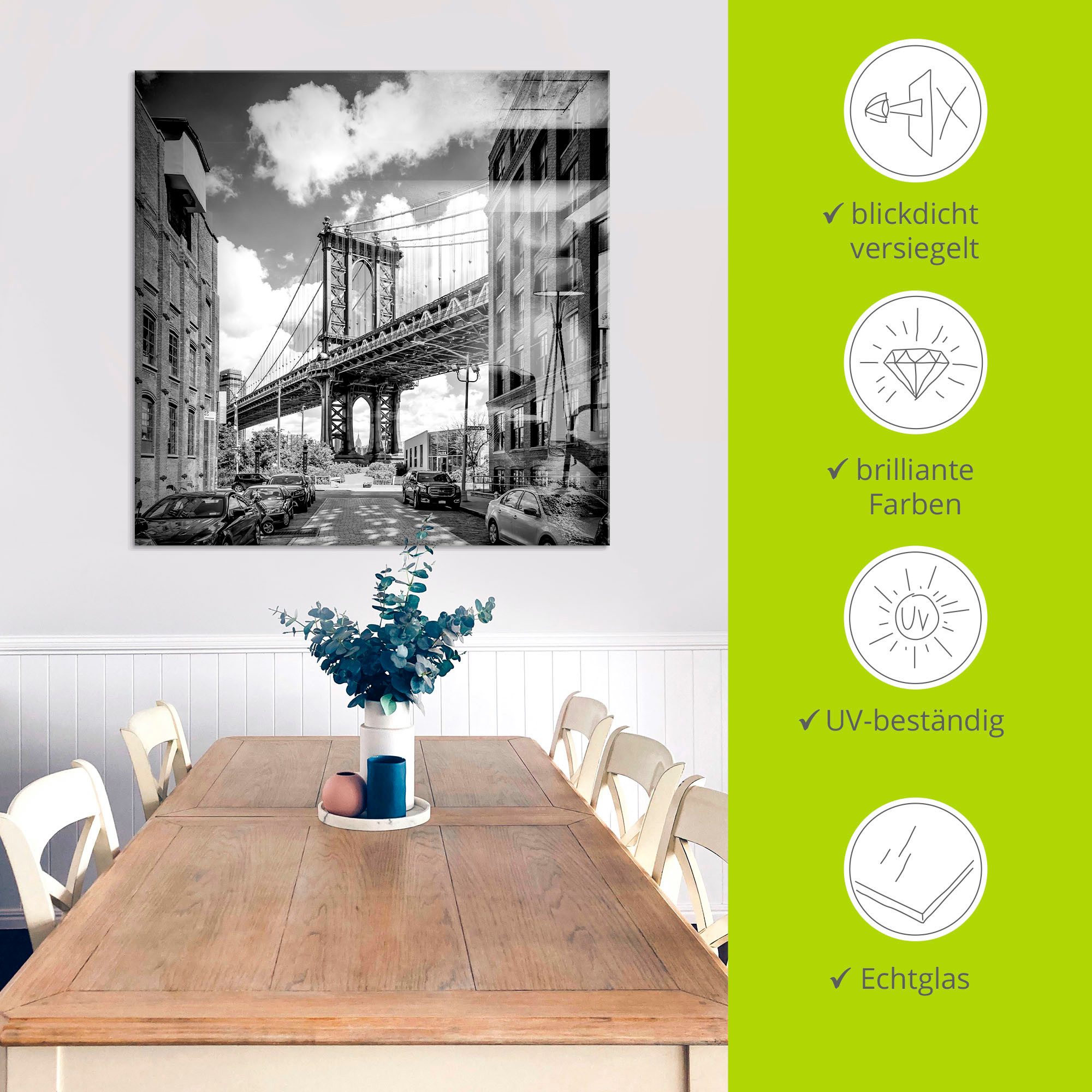 Artland Print op glas New York City Manhattan Bridge I