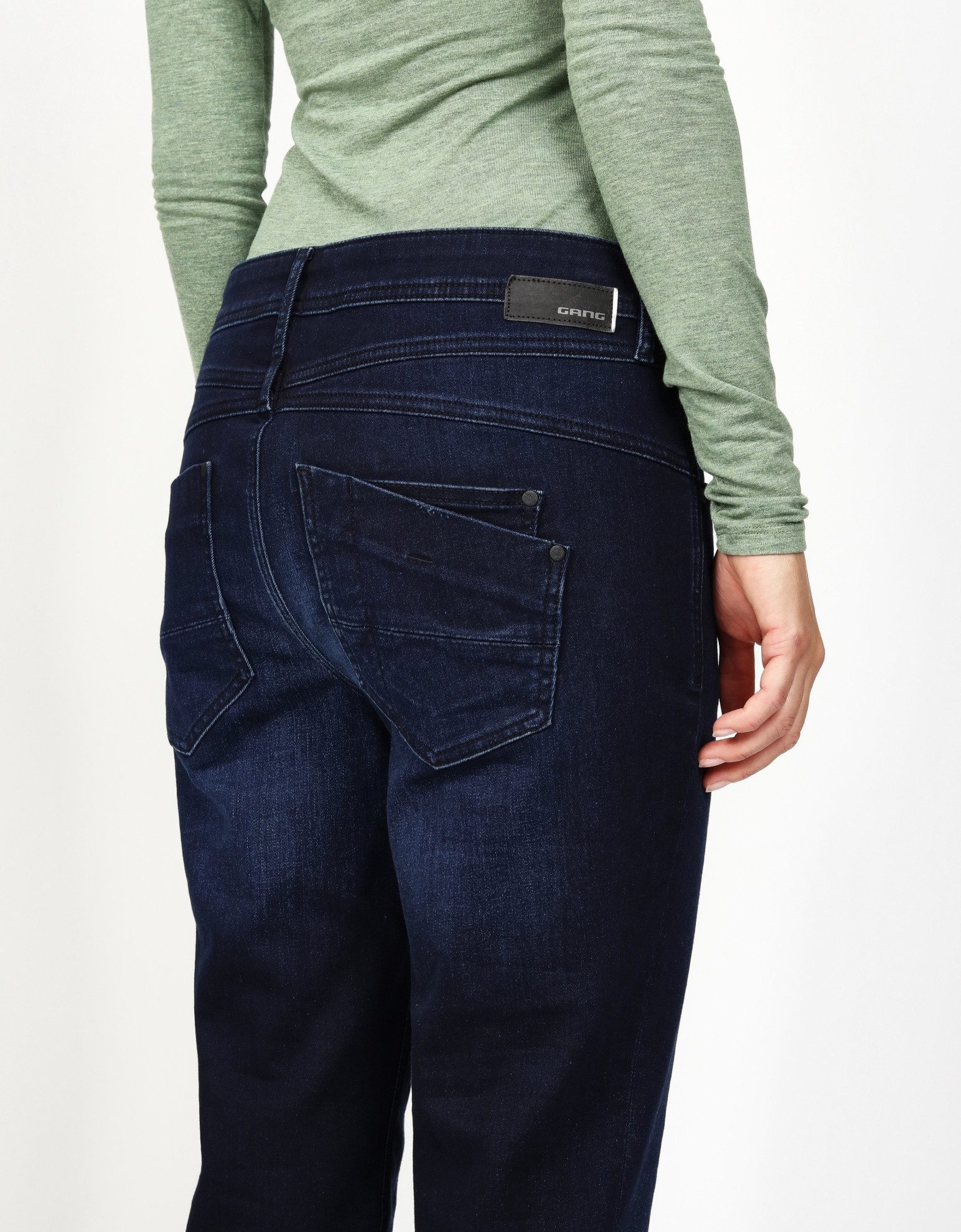 GANG 5-pocket jeans 94AMELIE van sweatdenim met schuine diep zittende achterzakken