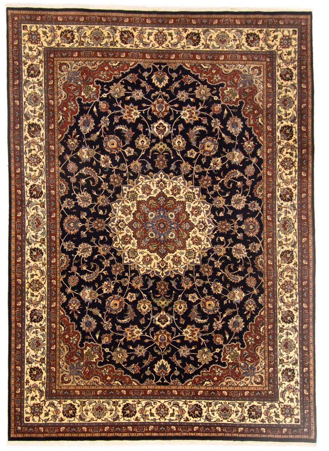 morgenland Wollen kleed Maschad medaillon blu scuro 345 x 244 cm Uniek exemplaar met certificaat