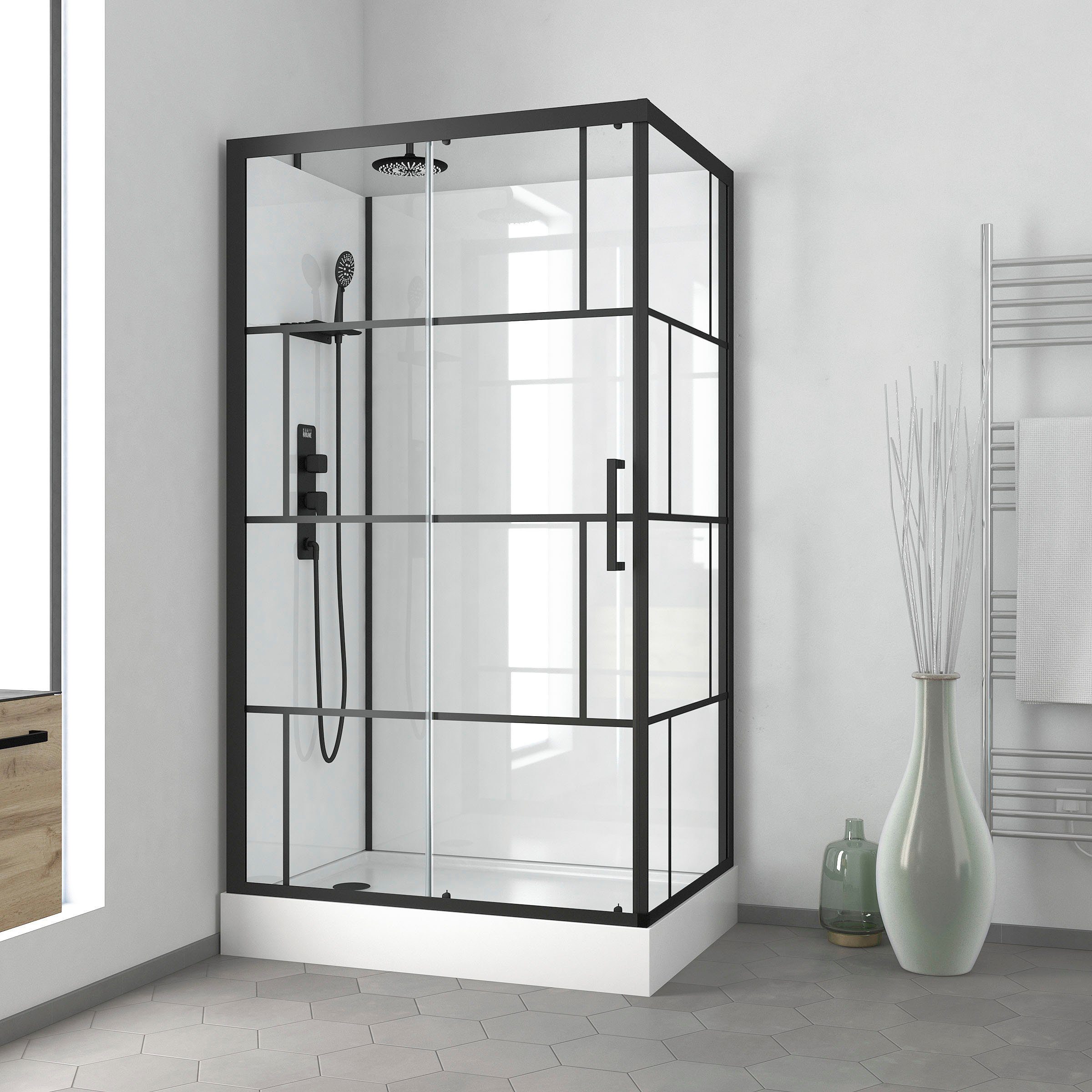 Marwell Complete douche Bricks inclusief kranen, 110 cm x 80 cm