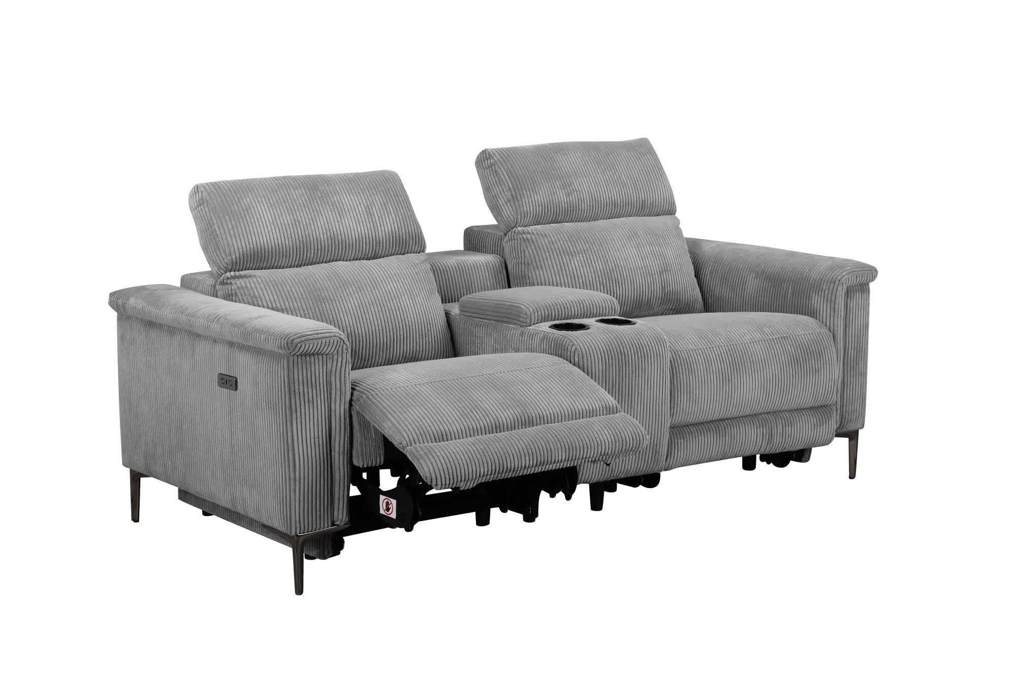 Places of Style 2-zitsbank Lund in cord, 2-zits bioscoopbank, tv-fauteuil, multimedia-sofa, USB-A met elektrische of handmatige relaxfunctie, bekerhouder en opbergruimte