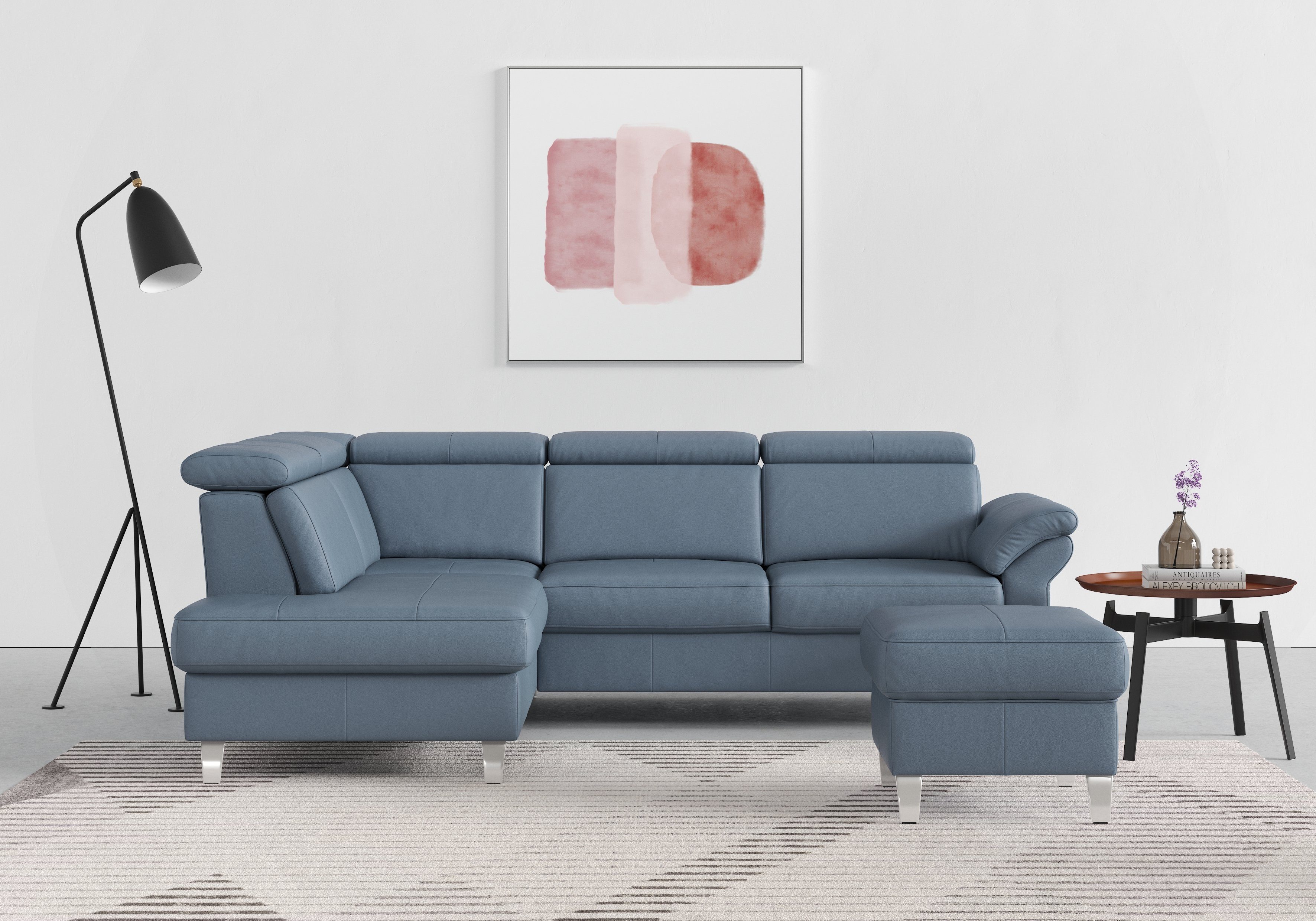sit&more Hoekbank Arngast L-vorm met verstelbare hoofdsteun en binnenvering