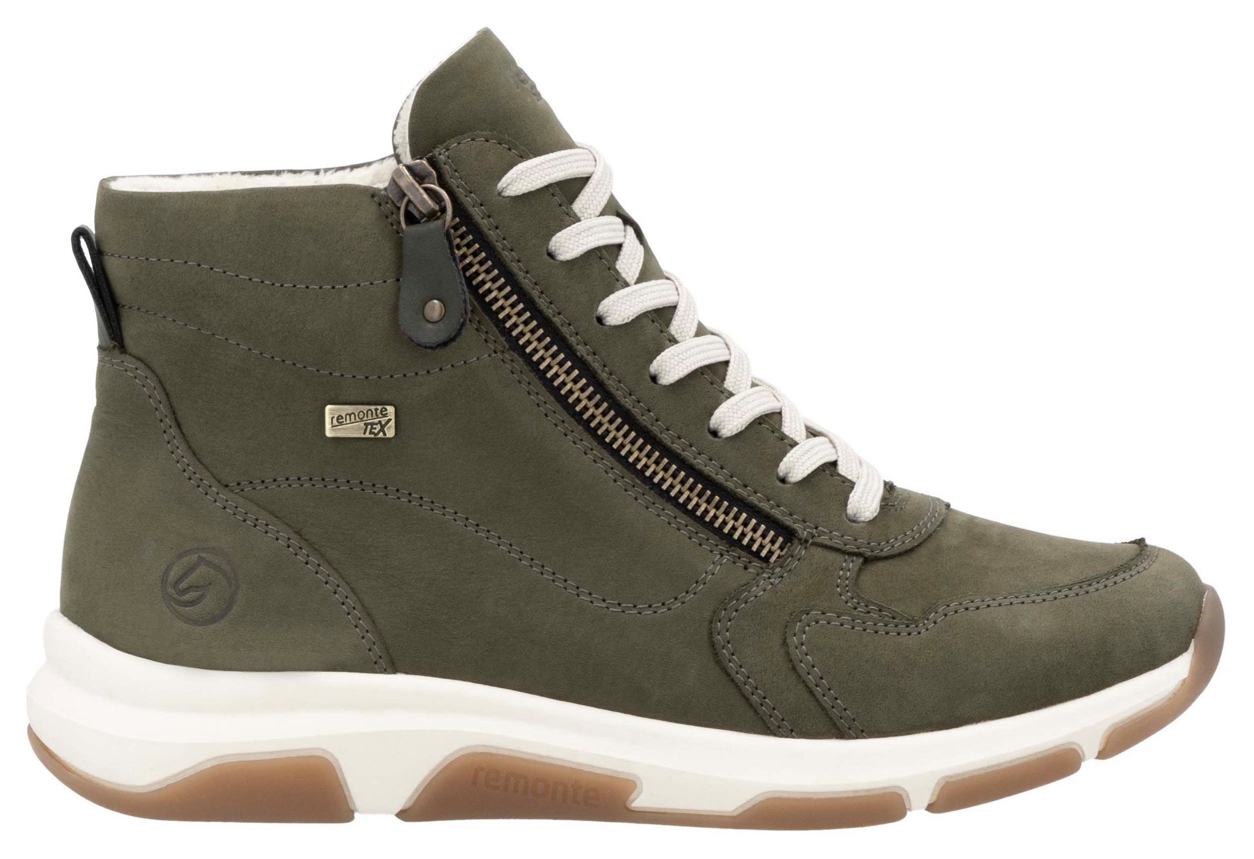 Remonte Sneakers met sleehak high-top sneaker, veterschoen, vrijetijdsschoen met buitenrits