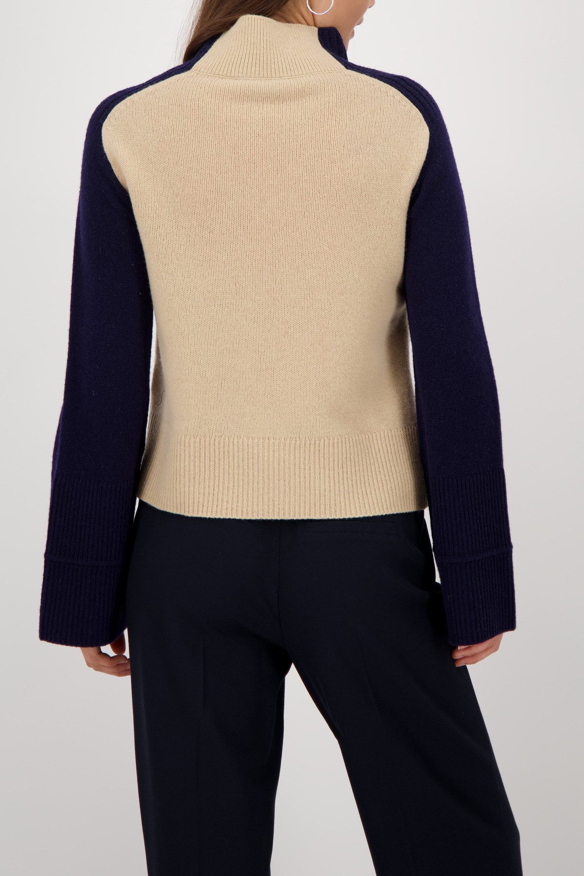 Monari Gebreide Trui colorblock Regular fit met ronde hals met opstaande kraag
