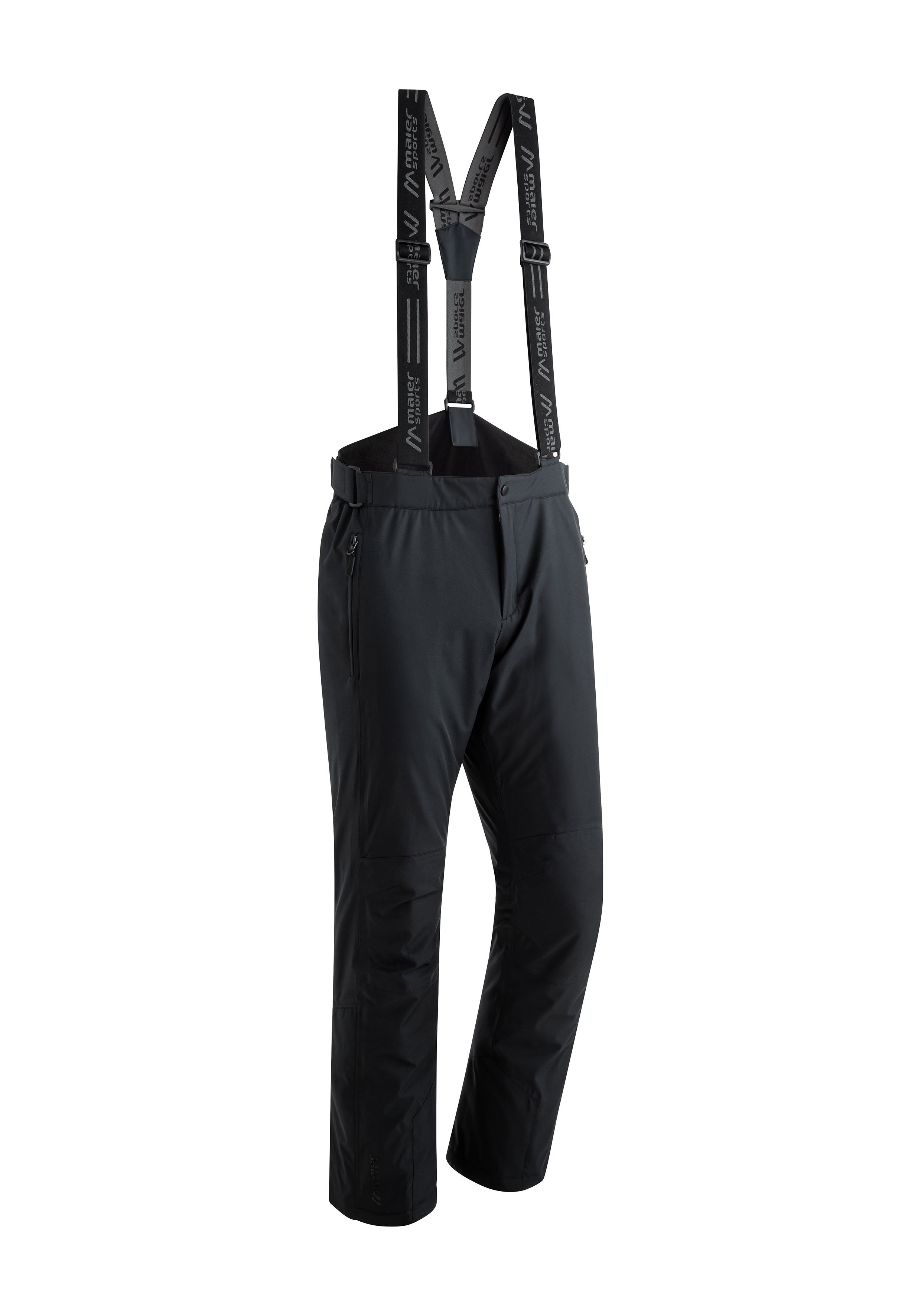 Maier Sports Skibroek Joscha slim Heren sneeuwbroek met bretels, wind/waterdicht, slim fit heren broeken maat 58 zwart