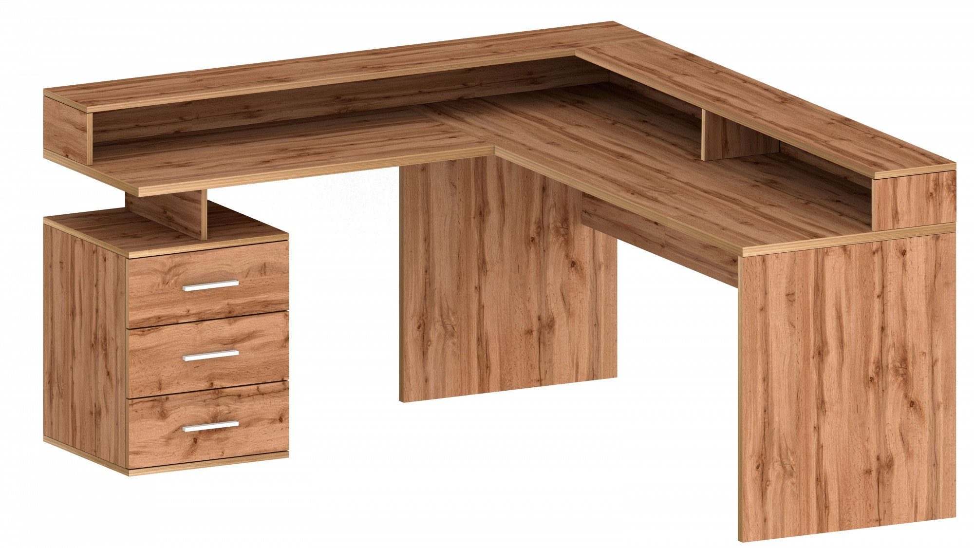 INOSIGN Hoekbureau New Selina Bureau, lades, met of zonder monitorsteun, B 180/160 cm hoekbureaus beige