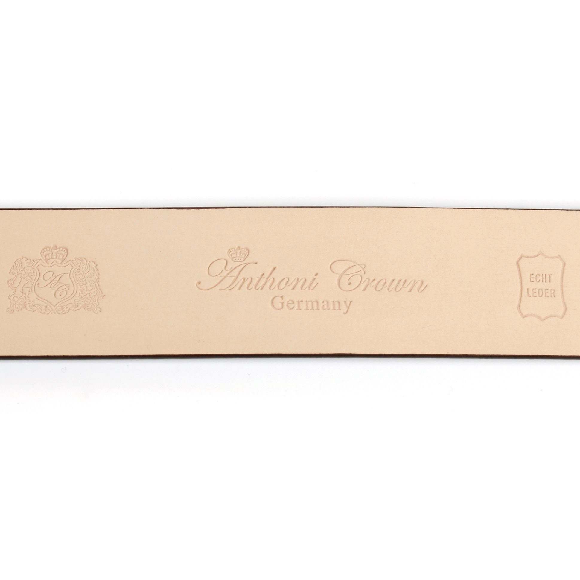 Anthoni Crown Leren riem met glaskristallen bezette gesp, smalle metalen passant