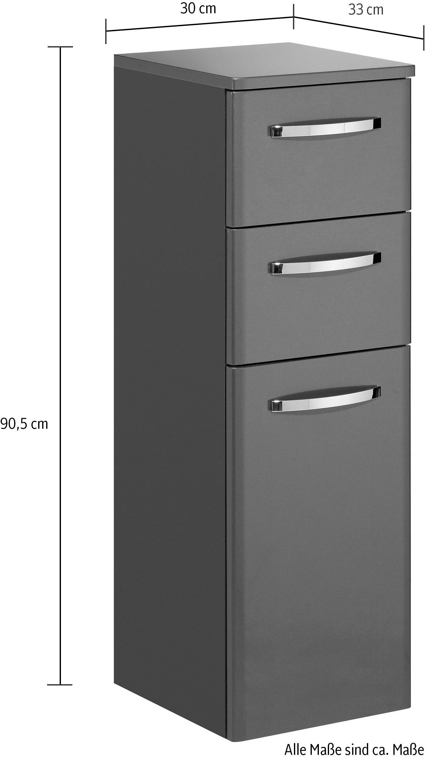 Saphir Badmeubelset Quickset 327 5-delig, wastafelmeubel en led-spiegelkast Antraciet hoogglans, incl. deurdemper, 8 deuren, 1 klep, 4 lades (set, 5 stuks)