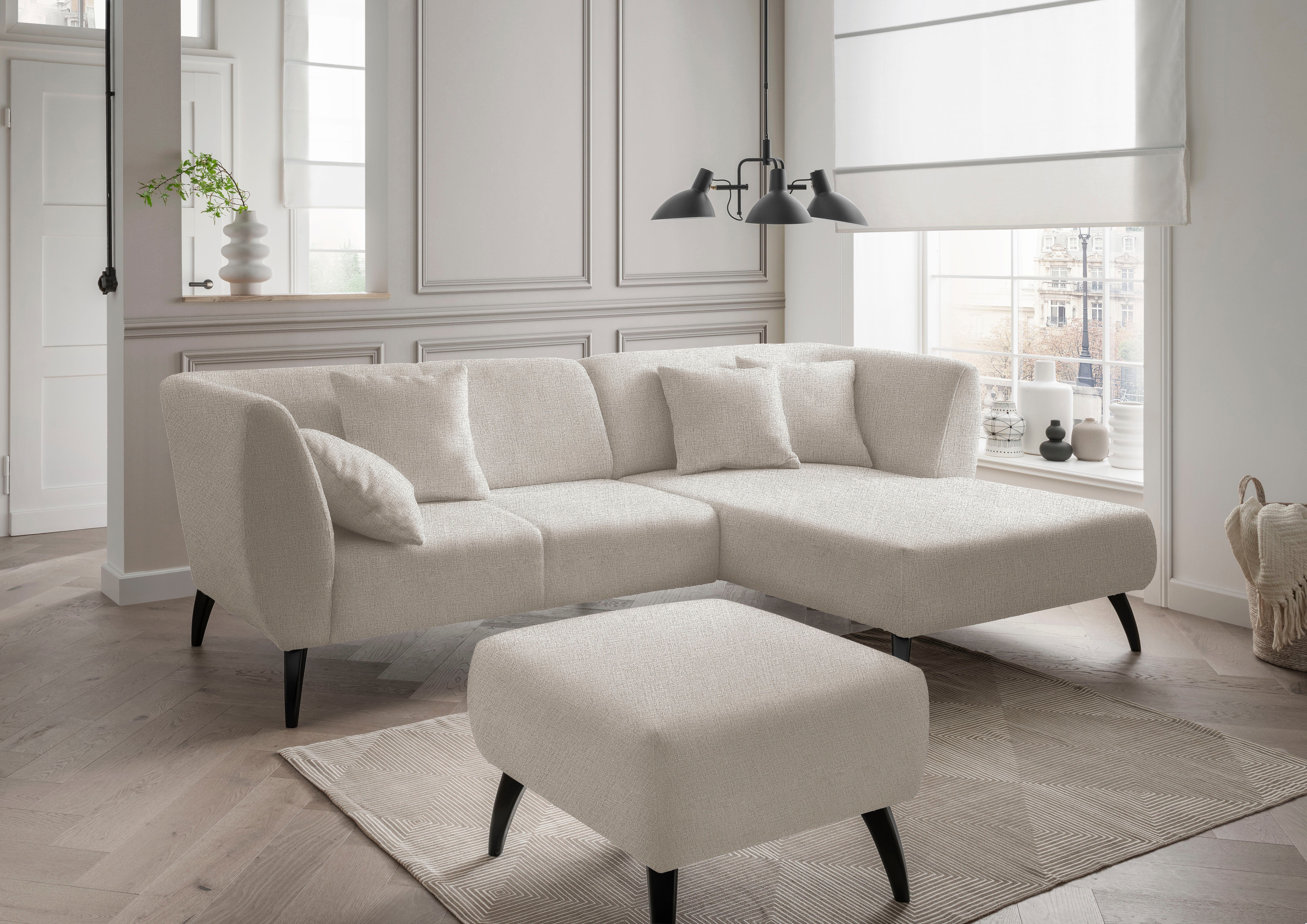 INOSIGN Hocker Colori Kleur houten poten naar keuze, verschillende stoffen, hoogwaardige stof