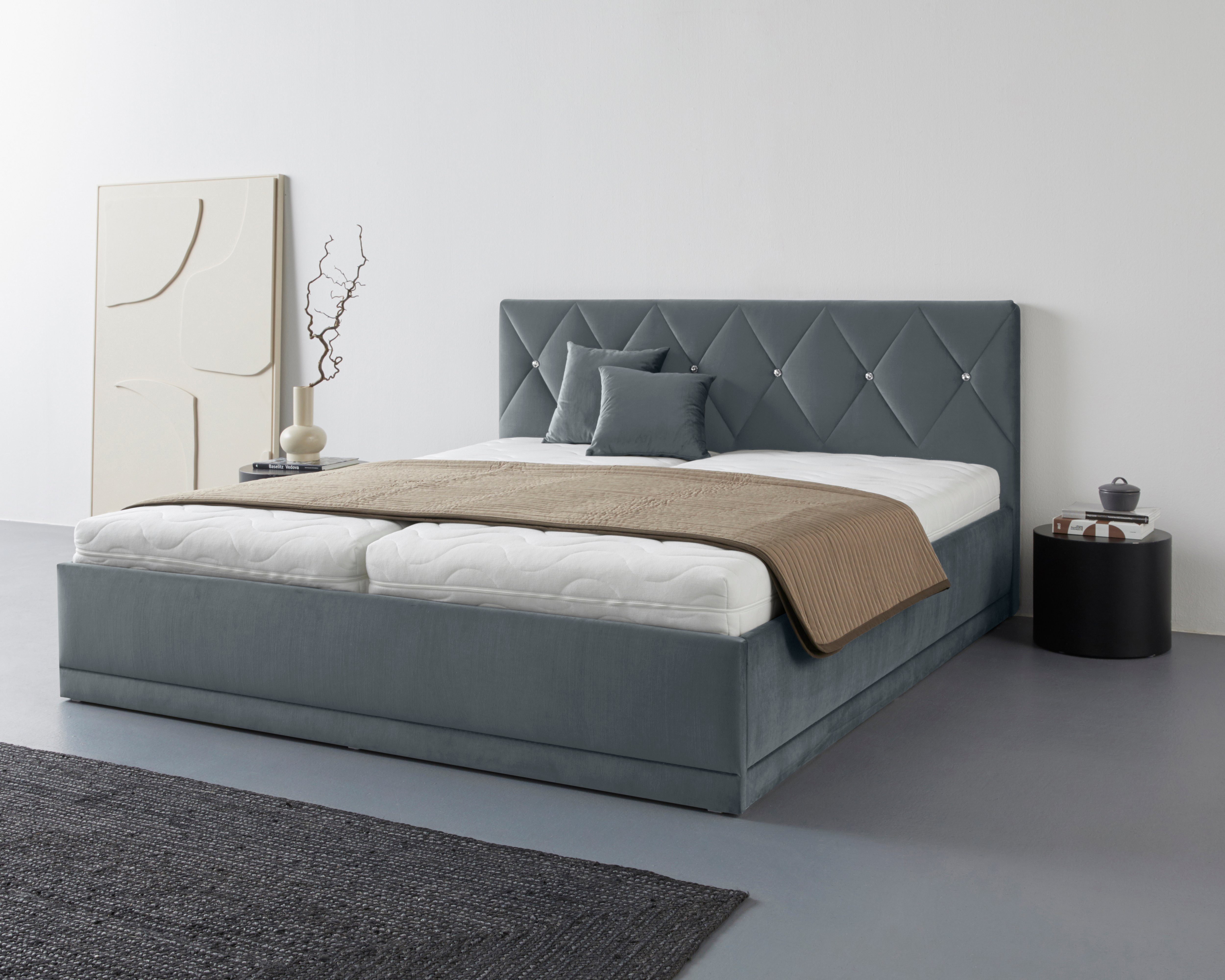 Westfalia Polsterbetten Gestoffeerd bed ADAMAS ook met bedlade, knoopdetails met stras