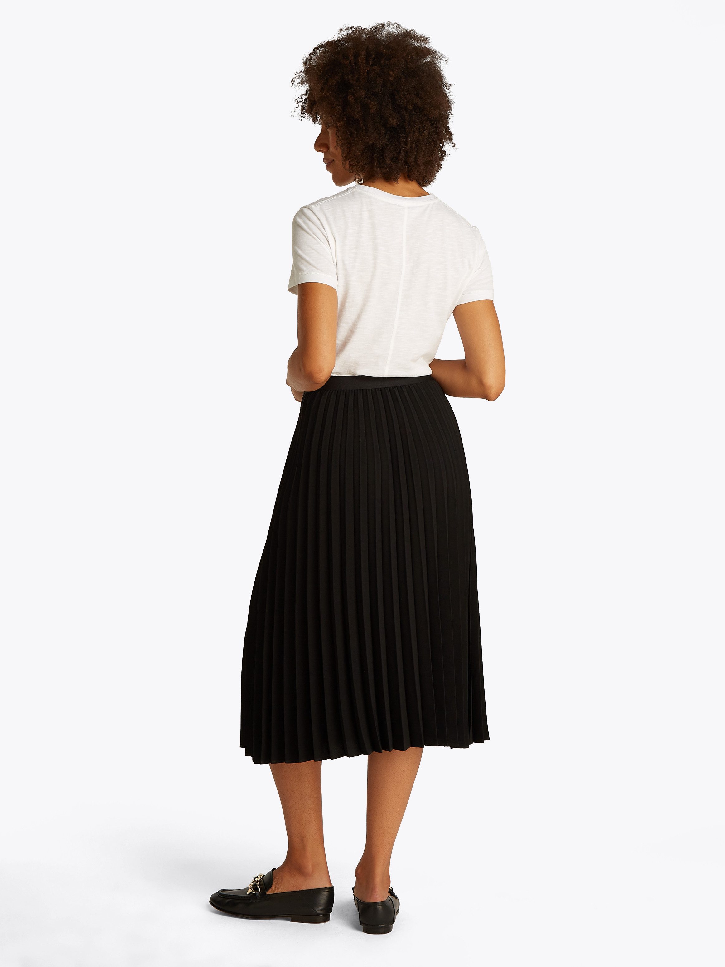 Tommy Hilfiger Plissérok FLUID PLEATED PULL ON MIDI SKIRT
