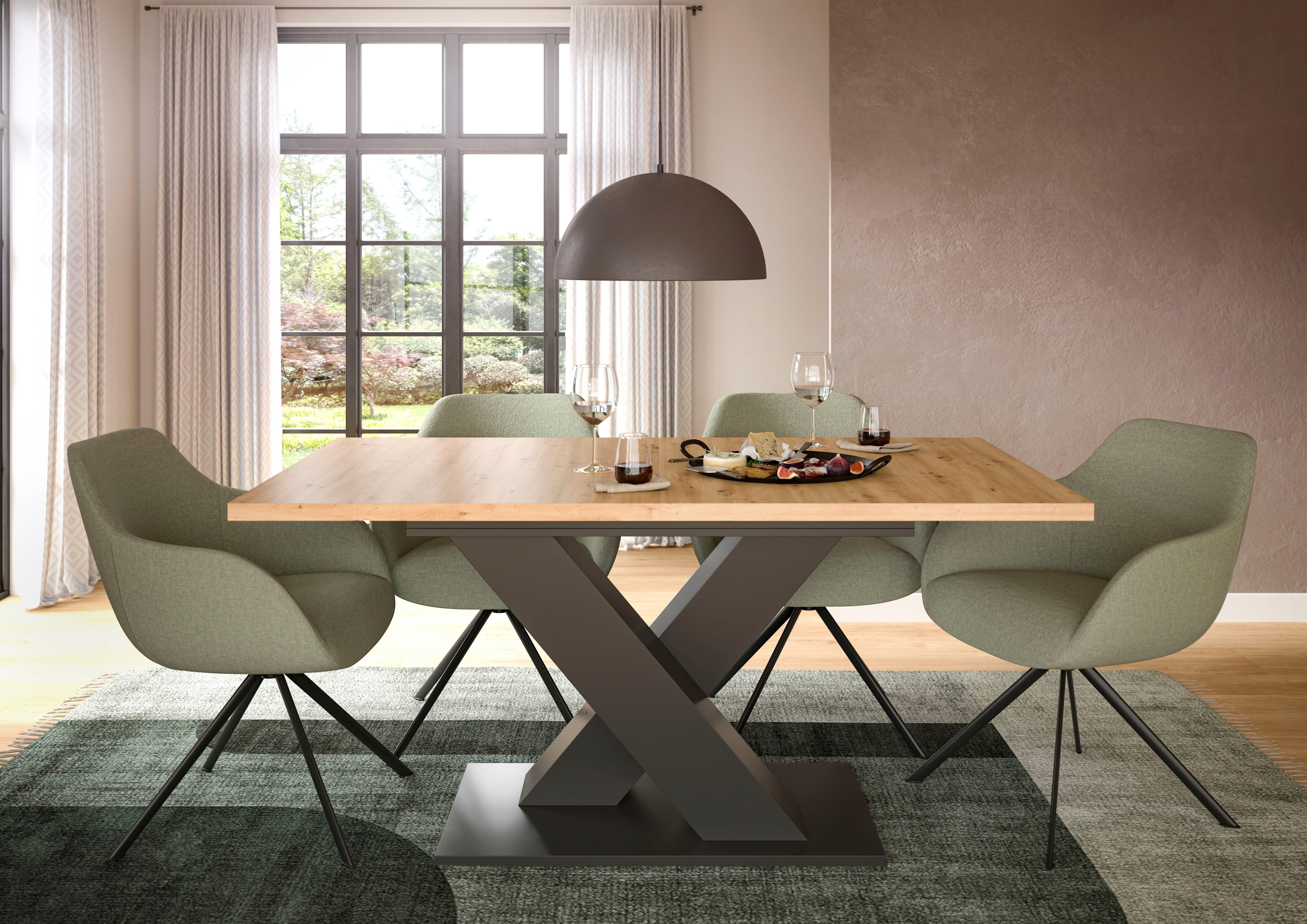 INOSIGN Eettafel Motus, uitschuifbaar 150 - 190 cm, inclusief 40 cm inlegplaat